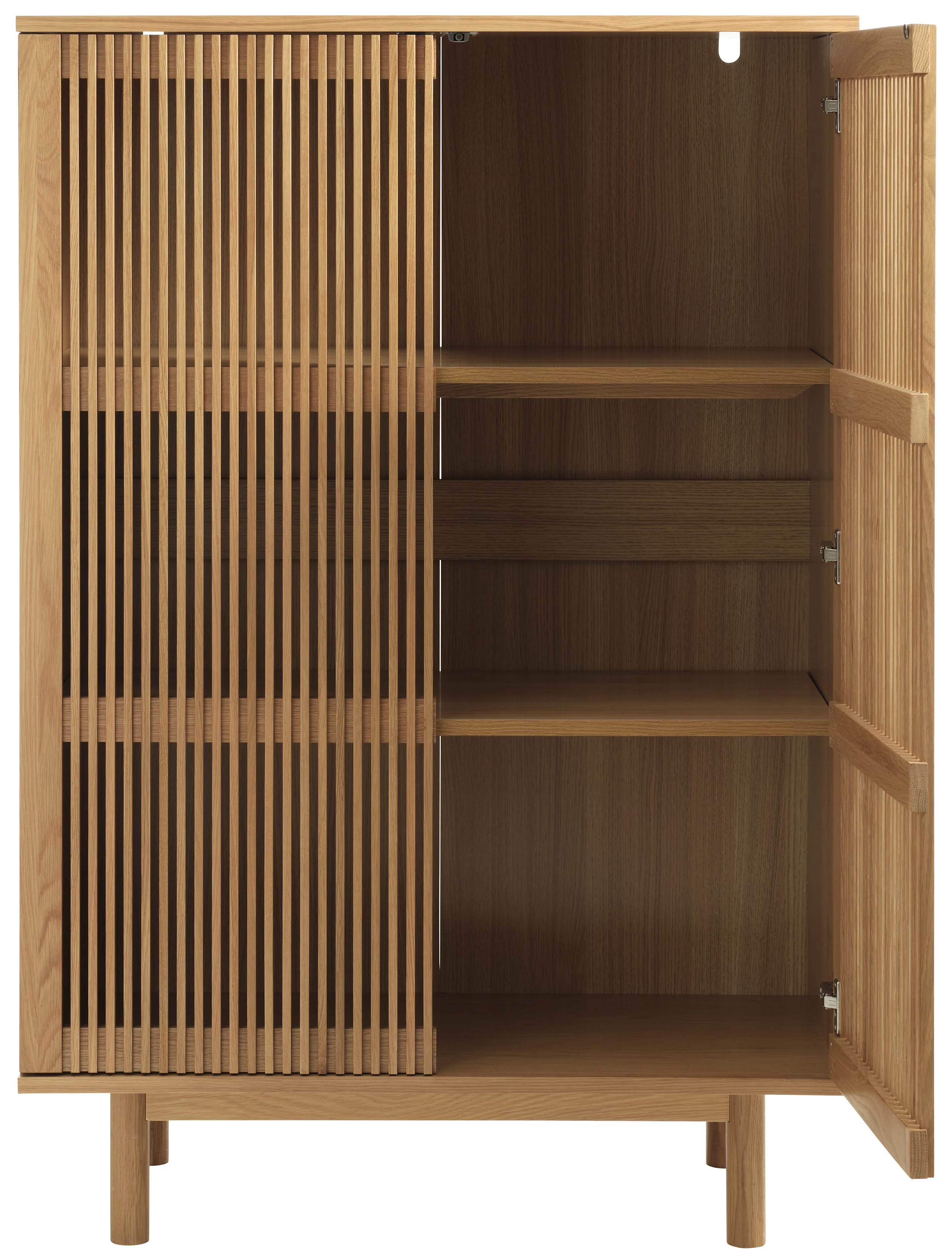 Komoda wysoka Bruzel 140 cm lamele dąb naturalny - Image 4