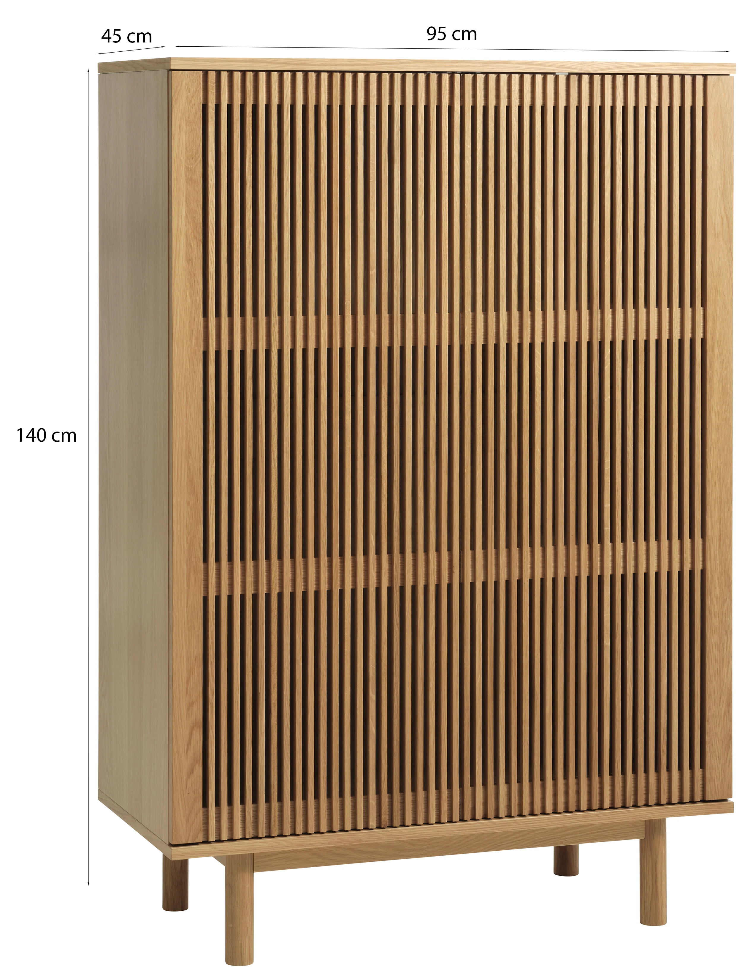 Komoda wysoka Bruzel 140 cm lamele dąb naturalny - Image 6