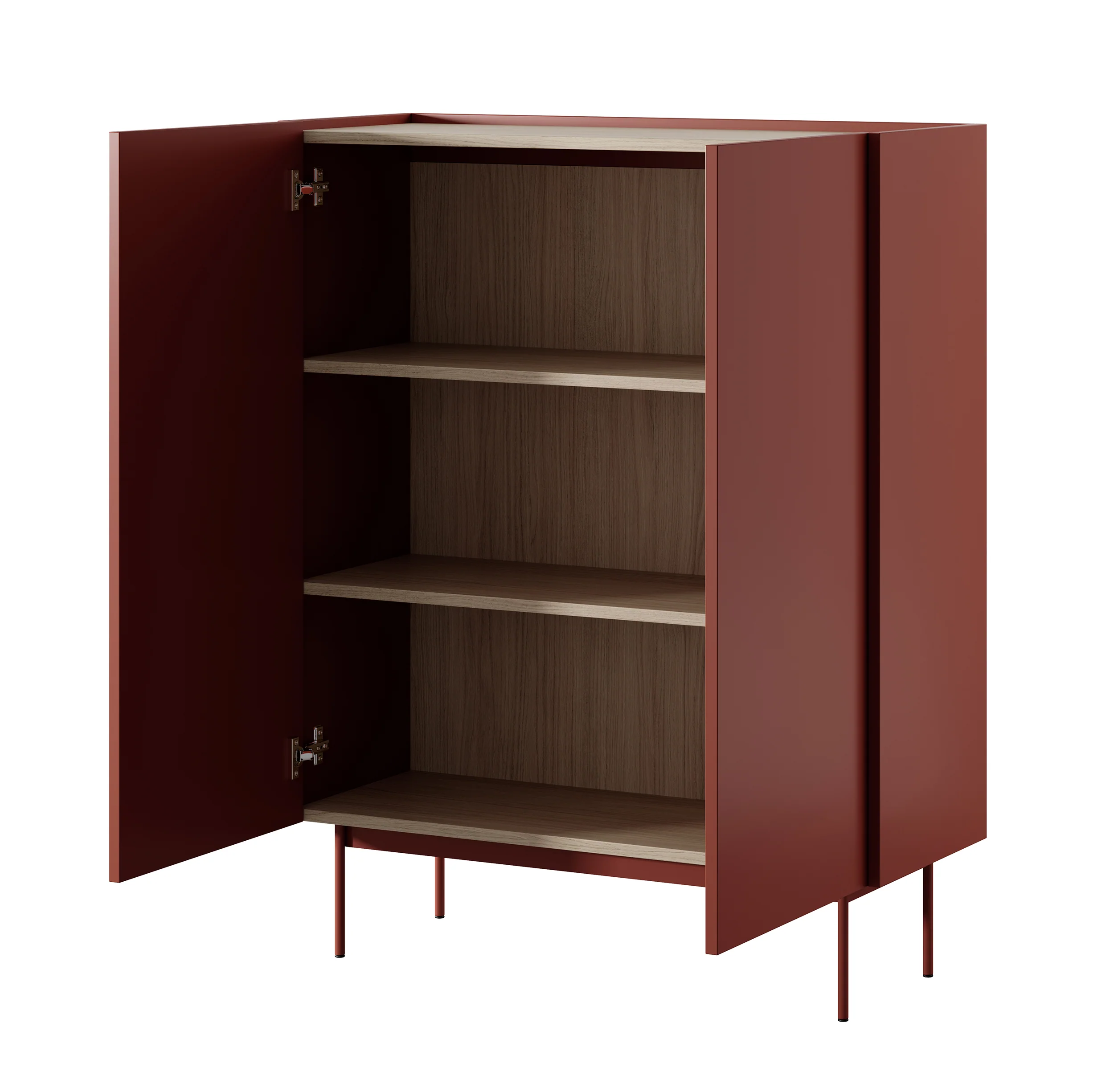 Komoda wysoka Color 97 cm dwudrzwiowa Ceglasta / Dąb Linea - Image 5