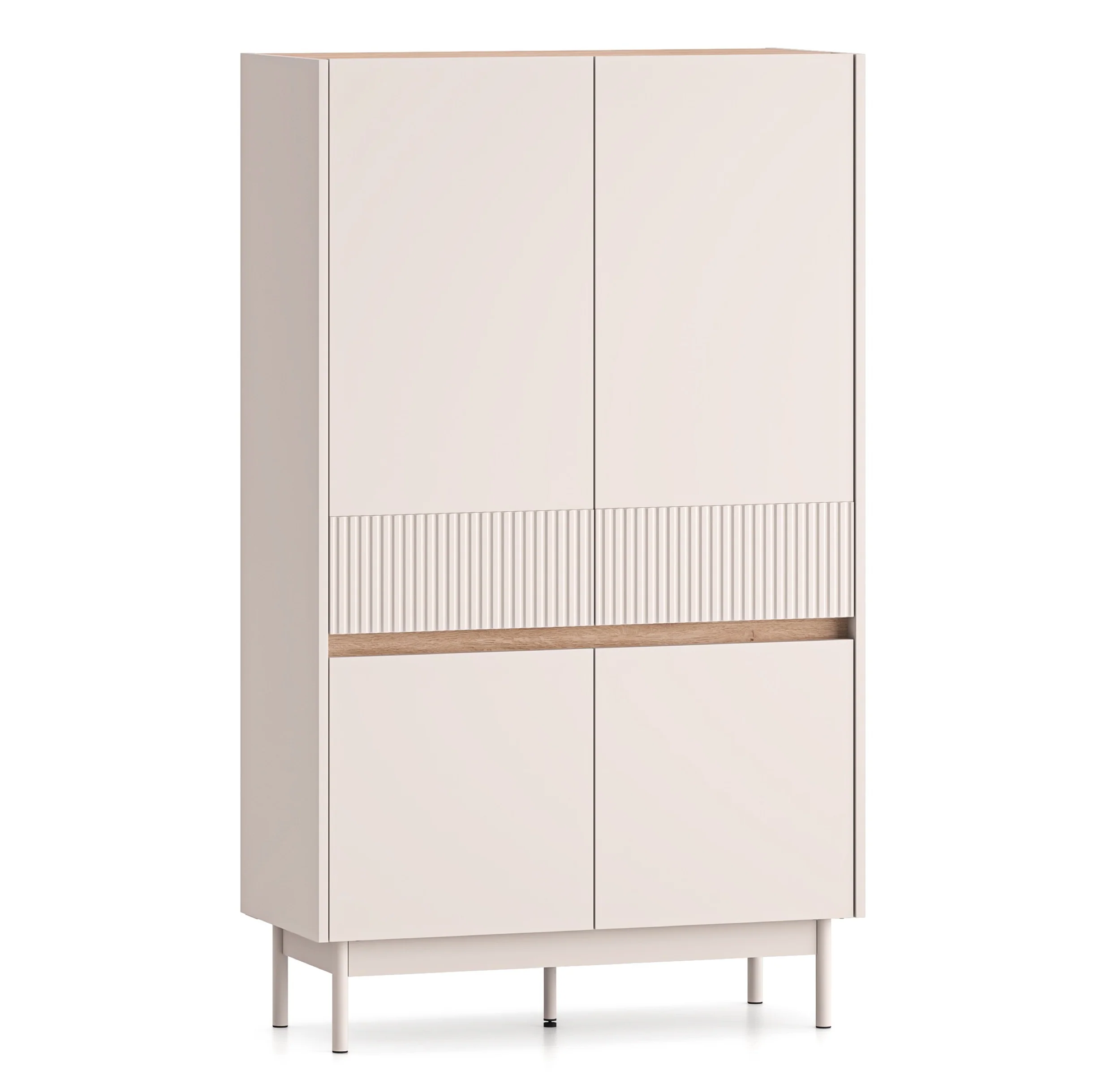 Komoda wysoka czterodrzwiowa Dunea 92 cm kaszmir/dąb