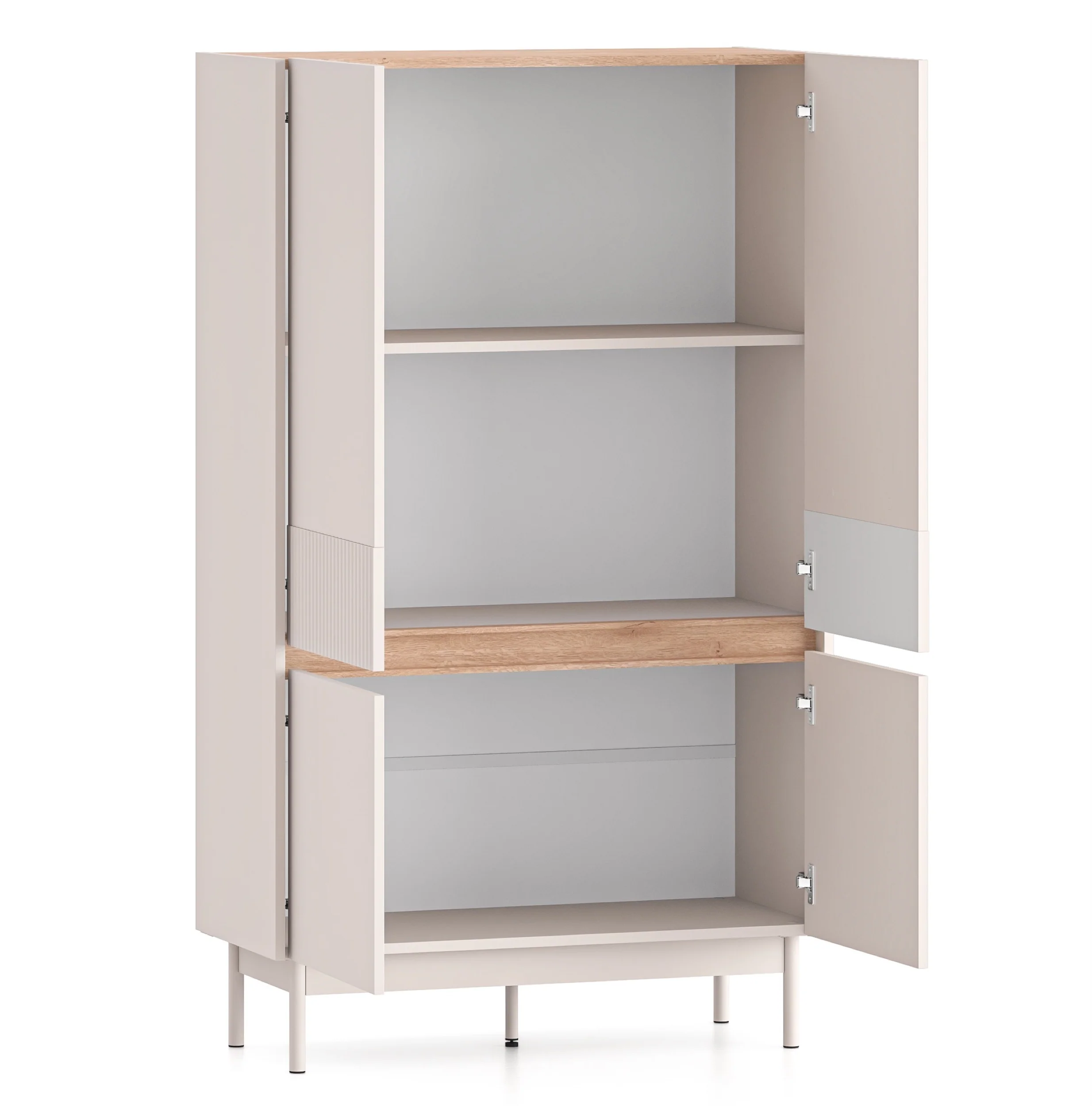 Komoda wysoka czterodrzwiowa Dunea 92 cm kaszmir/dąb - Image 7