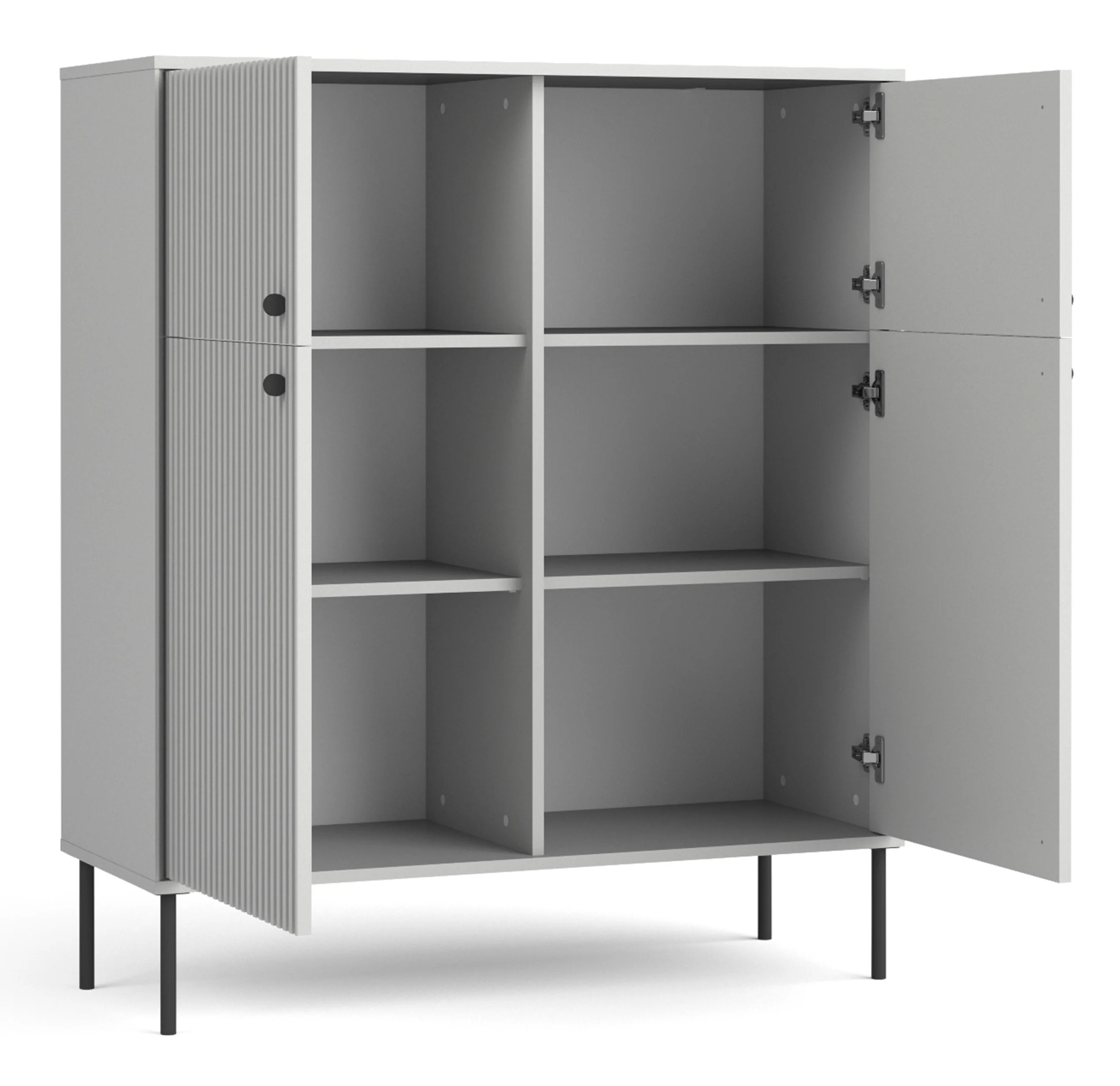Komoda wysoka czterodrzwiowa Zeito 105 cm szara - Image 3