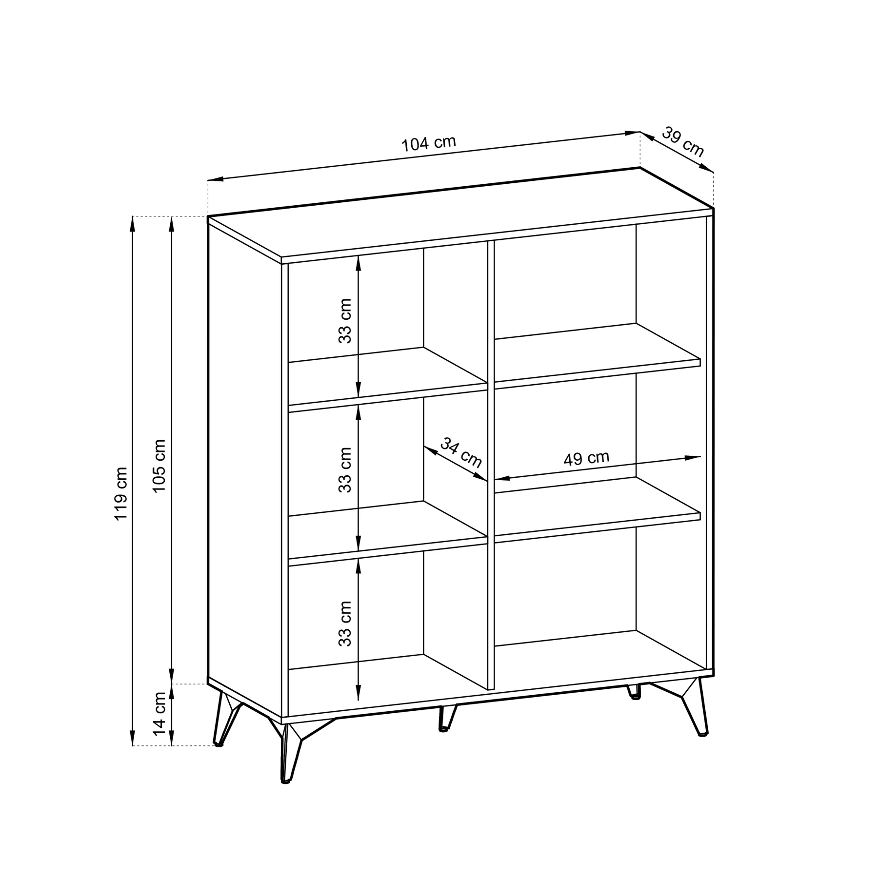 Komoda wysoka dwudrzwiowa Boulia 104 cm czarna/dąb Evoke jodełka - Image 6