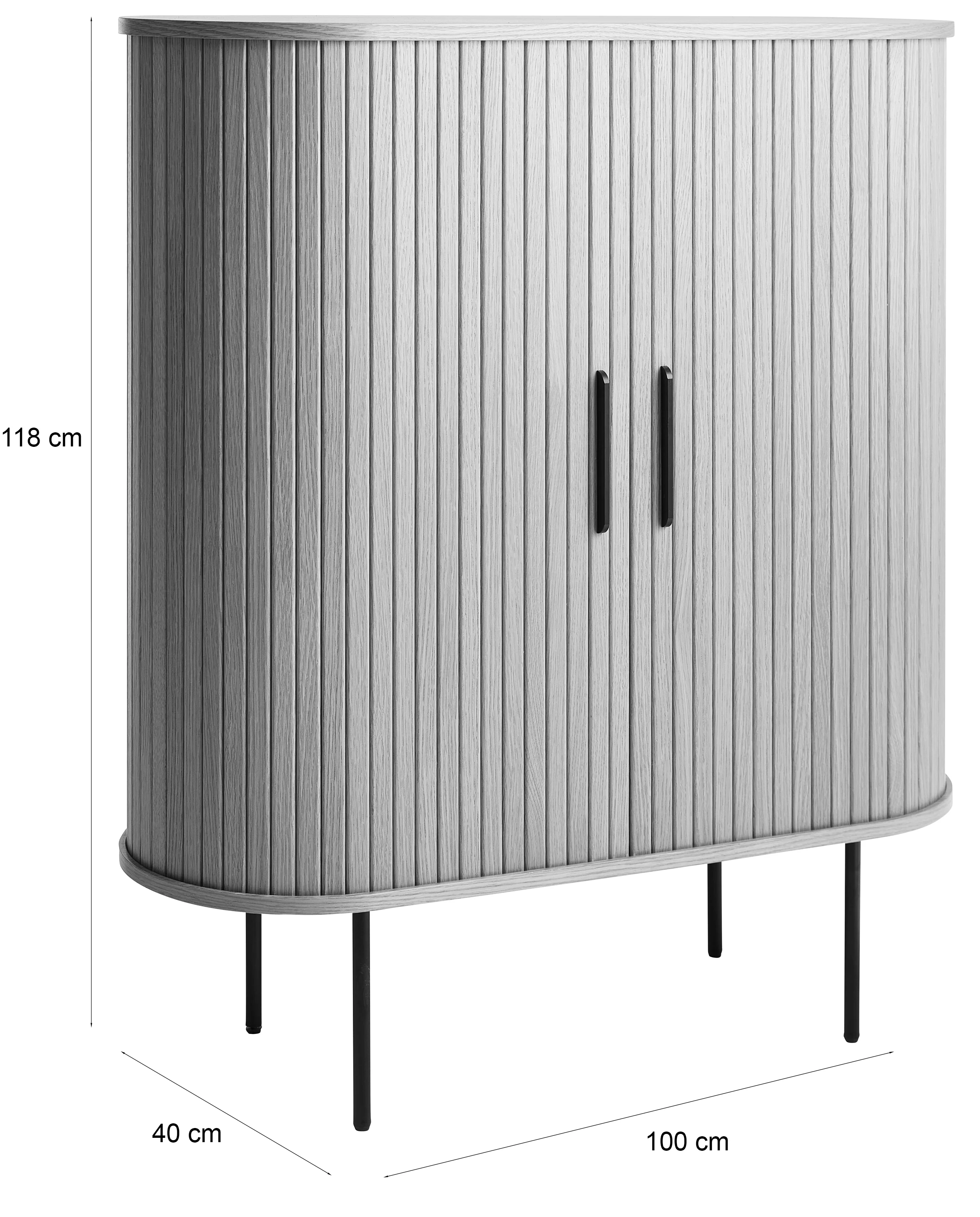 Komoda wysoka Gativel 100 cm z uchwytami na kieliszki lamele dąb palony - Image 5