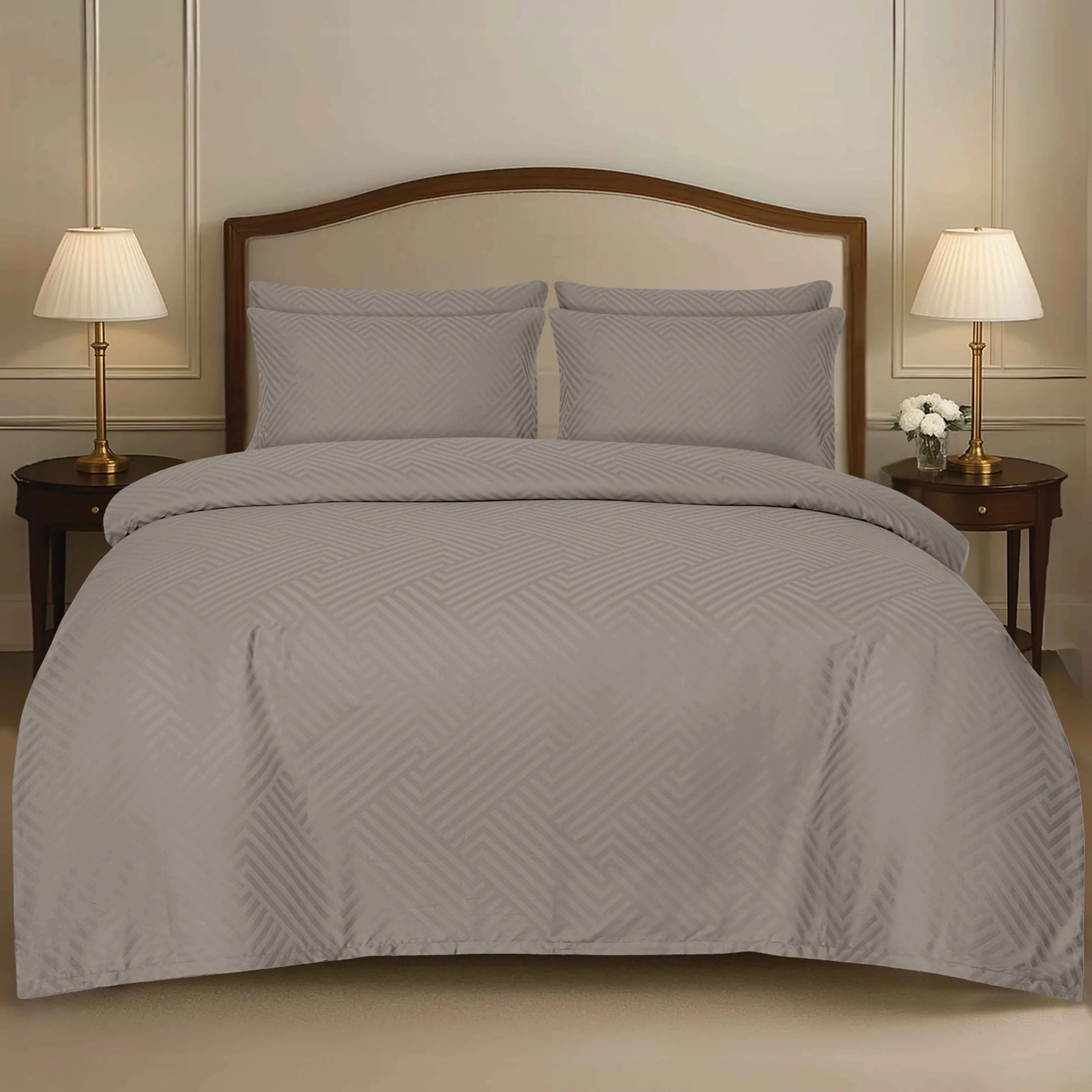 Komplet pościeli z adamaszku Altasoma 160x200 z dwiema poszewkami na poduszkę 70x80 cm taupe - Image 7
