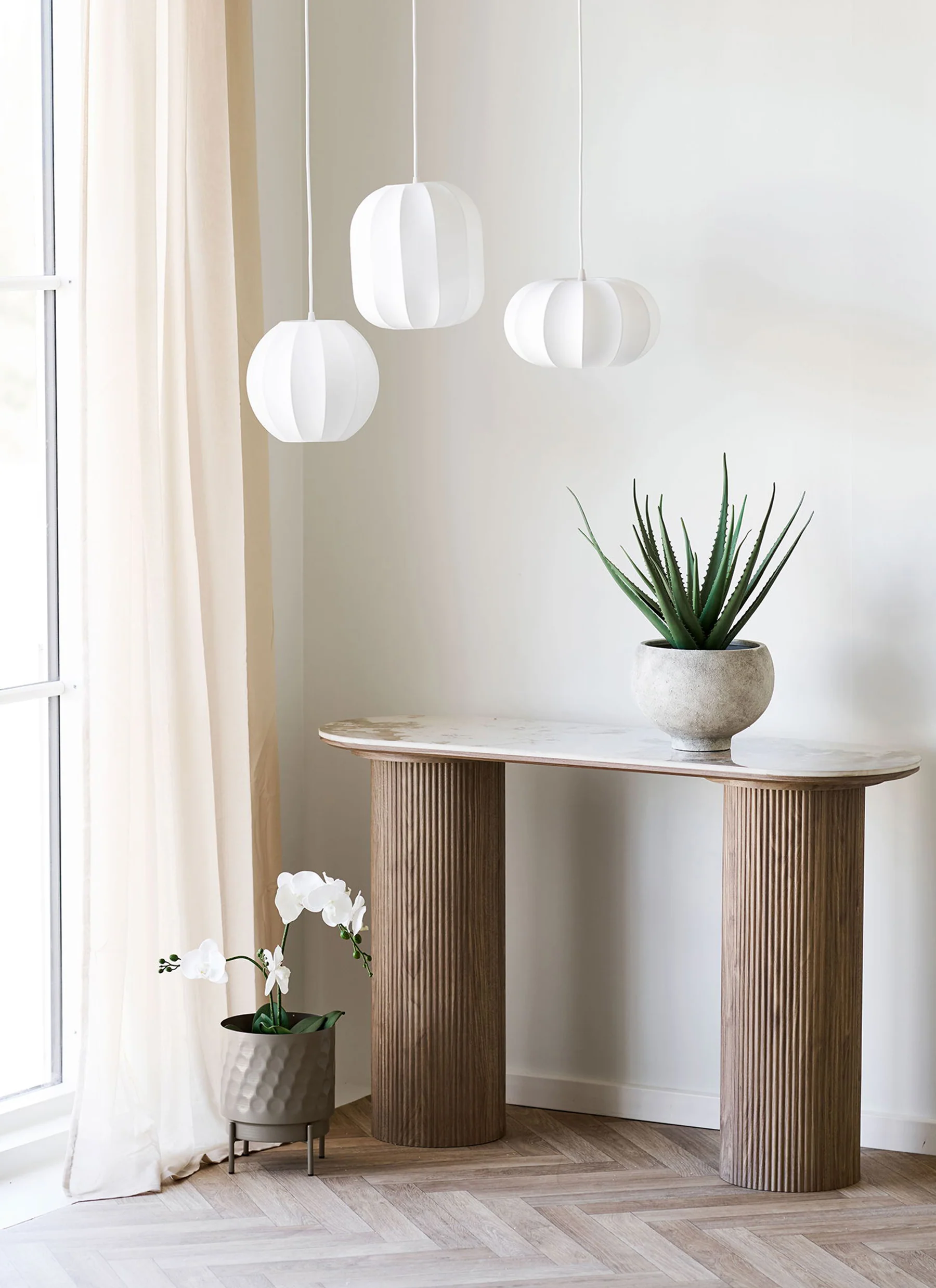 Konsola Athens 120 cm lamele jasny orzech ceramiczny blat - Image 2