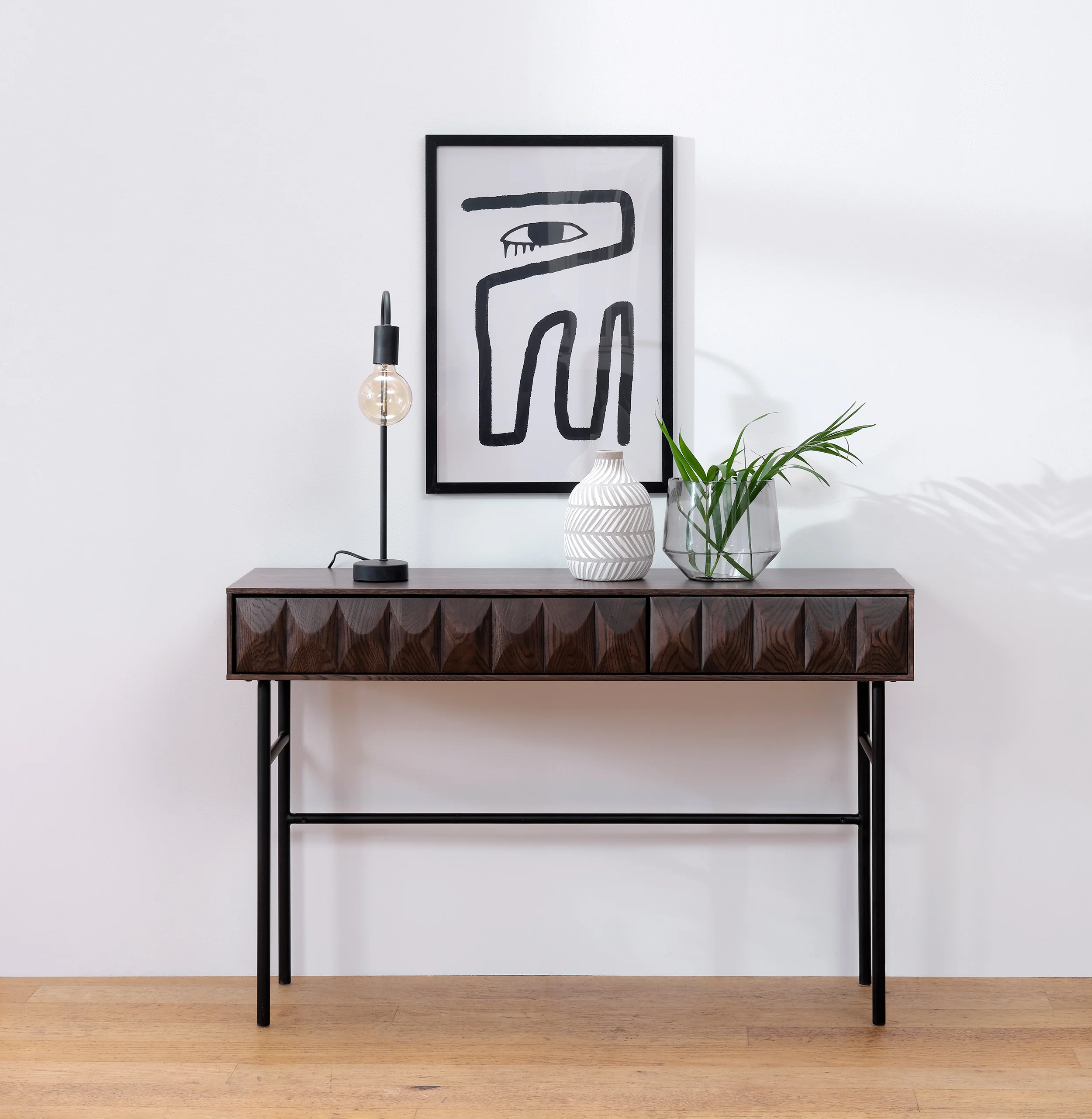 Konsola Chesseo 116,5 cm na metalowych nogach dąb espresso - Image 2