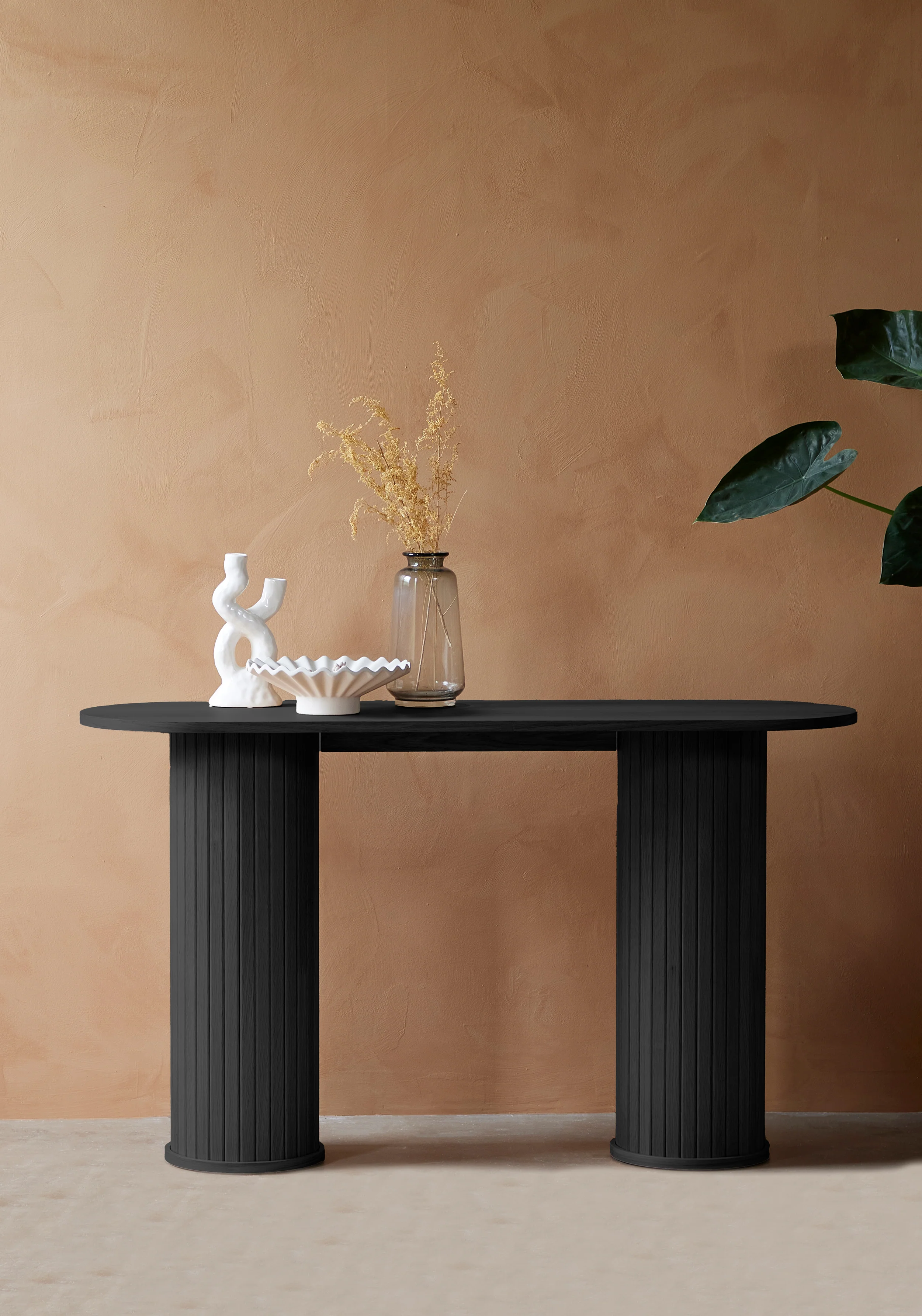 Konsola Gativel 130 cm lamele dąb czarny - Image 2