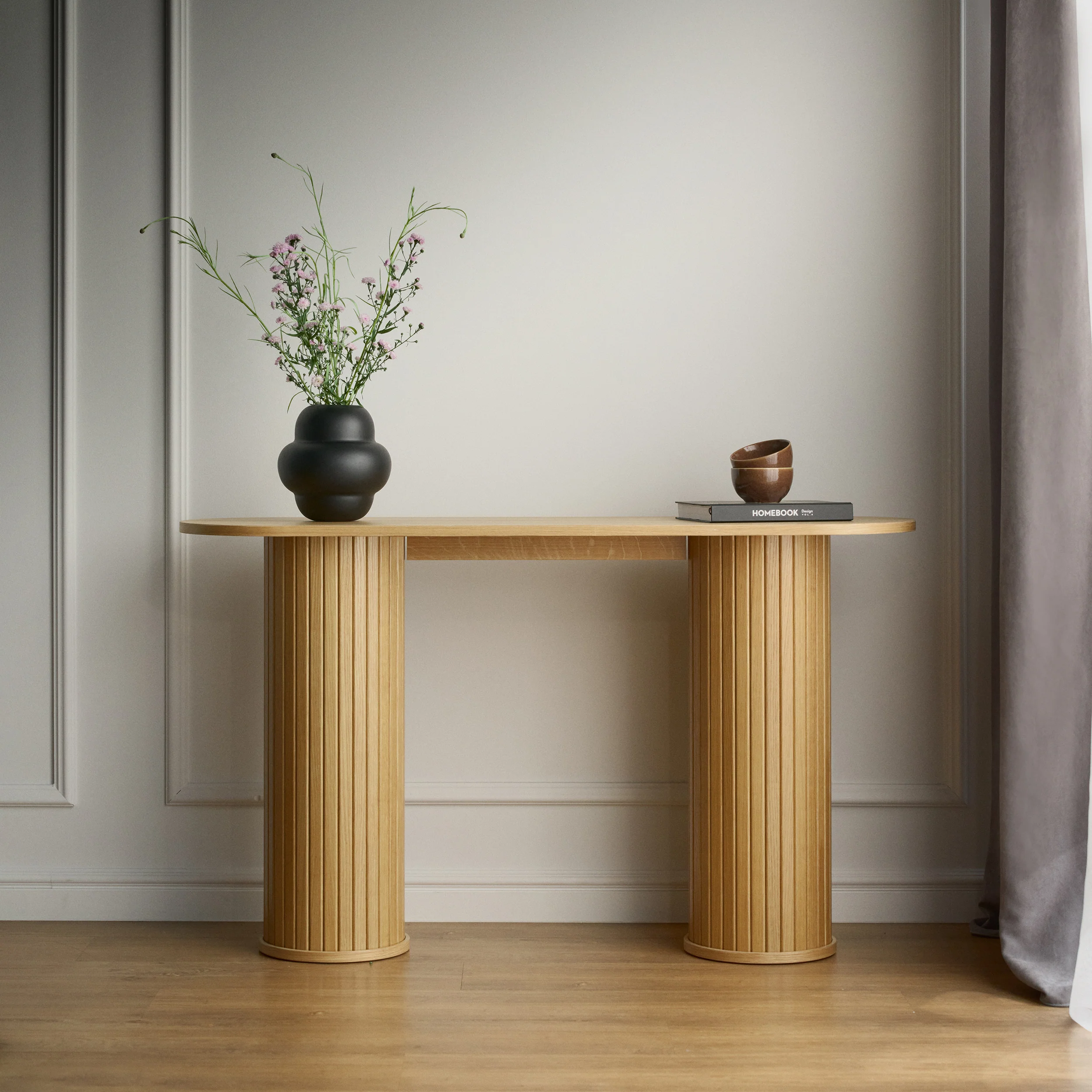 Konsola Gativel 130 cm lamele dąb naturalny - Image 2