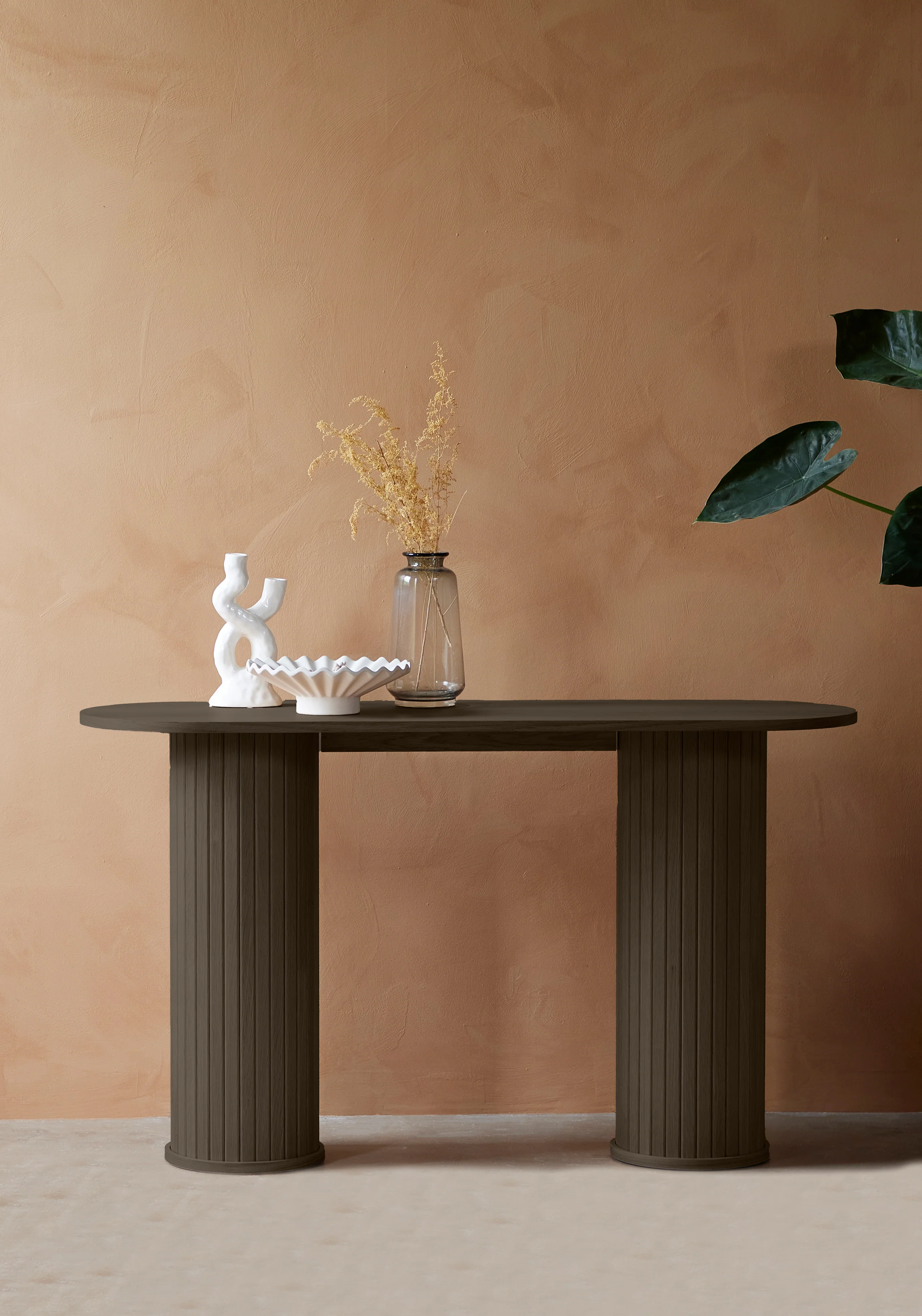 Konsola Gativel 130 cm lamele dąb palony - Image 2