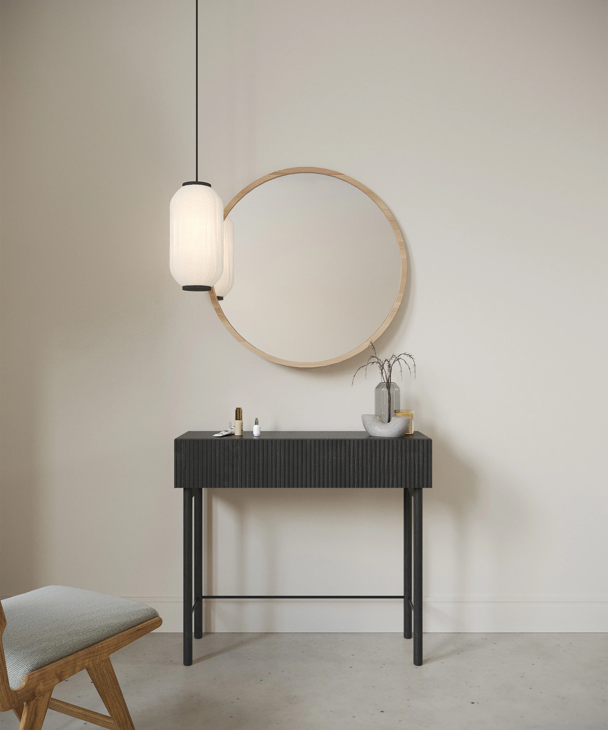 Konsola Nolie z szufladą i nóżkami 90 cm Jesion Portland Czarny - Image 2