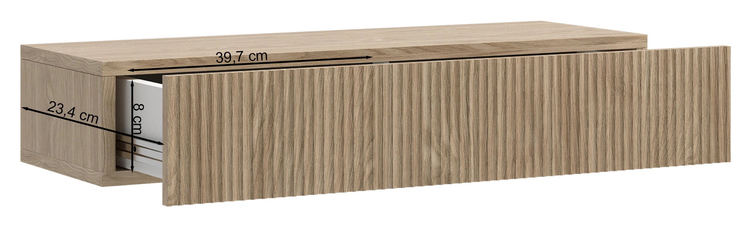 Konsola Nolie z szufladą i ryflowaniem na froncie wisząca 90 cm dąb olejowany - Image 10