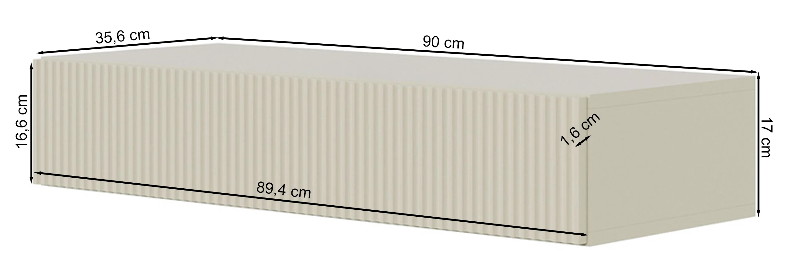 Konsola Veldio z frezowanym frontem i szufladą 90 cm Biała wisząca - Image 7