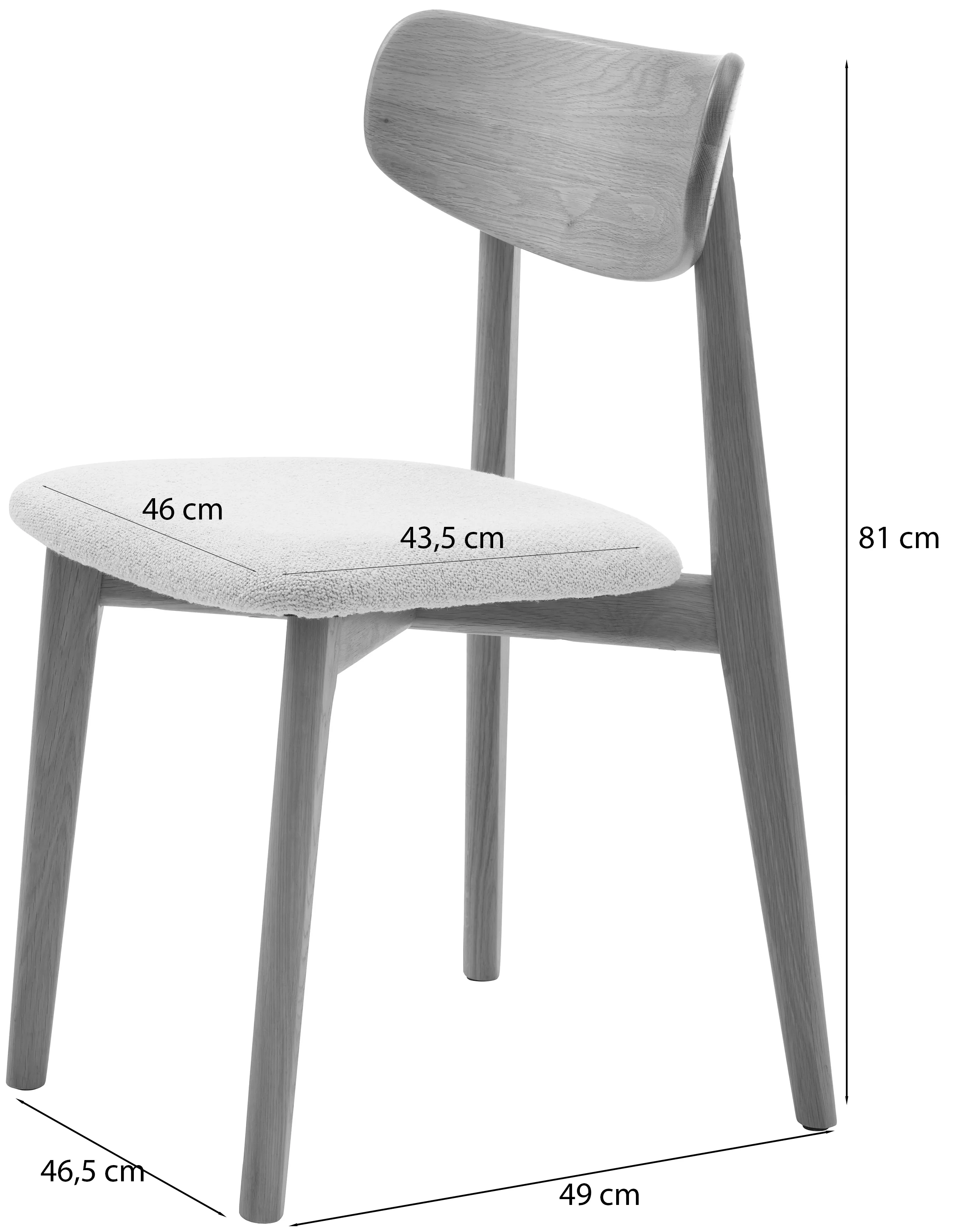 Krzesło drewniane Bioccla dąb naturalny szara tkanina boucle - Image 6