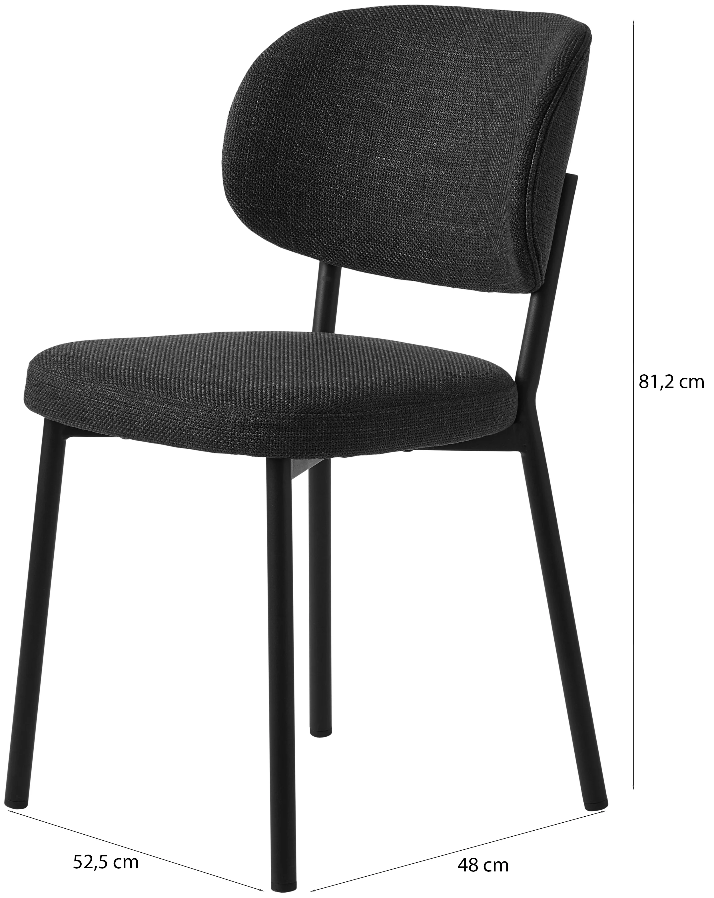 Krzesło tapicerowane Abatio na czarnej metalowej podstawie szare - Image 6