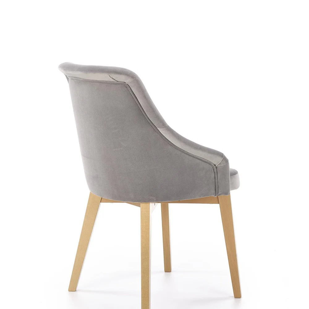 Krzesło tapicerowane Berlas szary velvet - dąb miodowy - Image 4