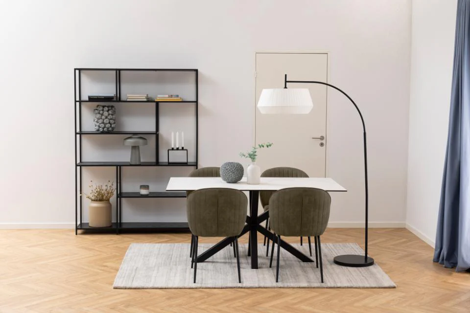 Krzesło tapicerowane Chinmoy olive green z oparciem na metalowych nóżkach velvet - Image 10