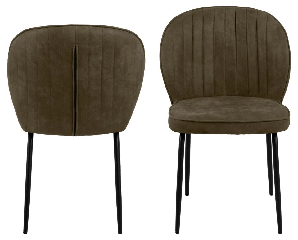 Krzesło tapicerowane Chinmoy olive green z oparciem na metalowych nóżkach velvet - Image 3