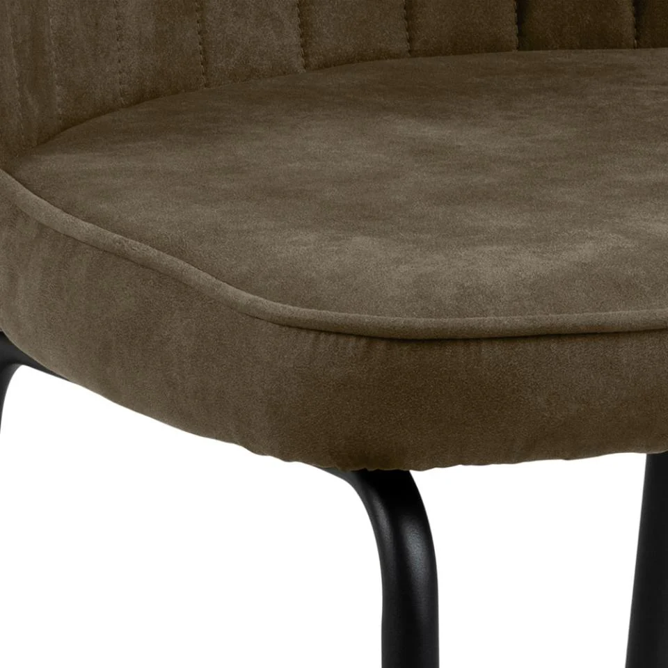 Krzesło tapicerowane Chinmoy olive green z oparciem na metalowych nóżkach velvet - Image 5