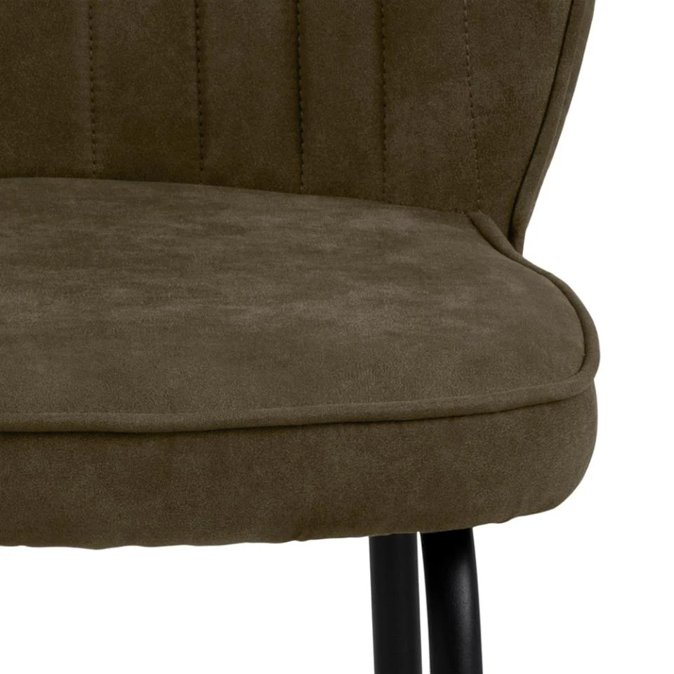 Krzesło tapicerowane Chinmoy olive green z oparciem na metalowych nóżkach velvet - Image 6