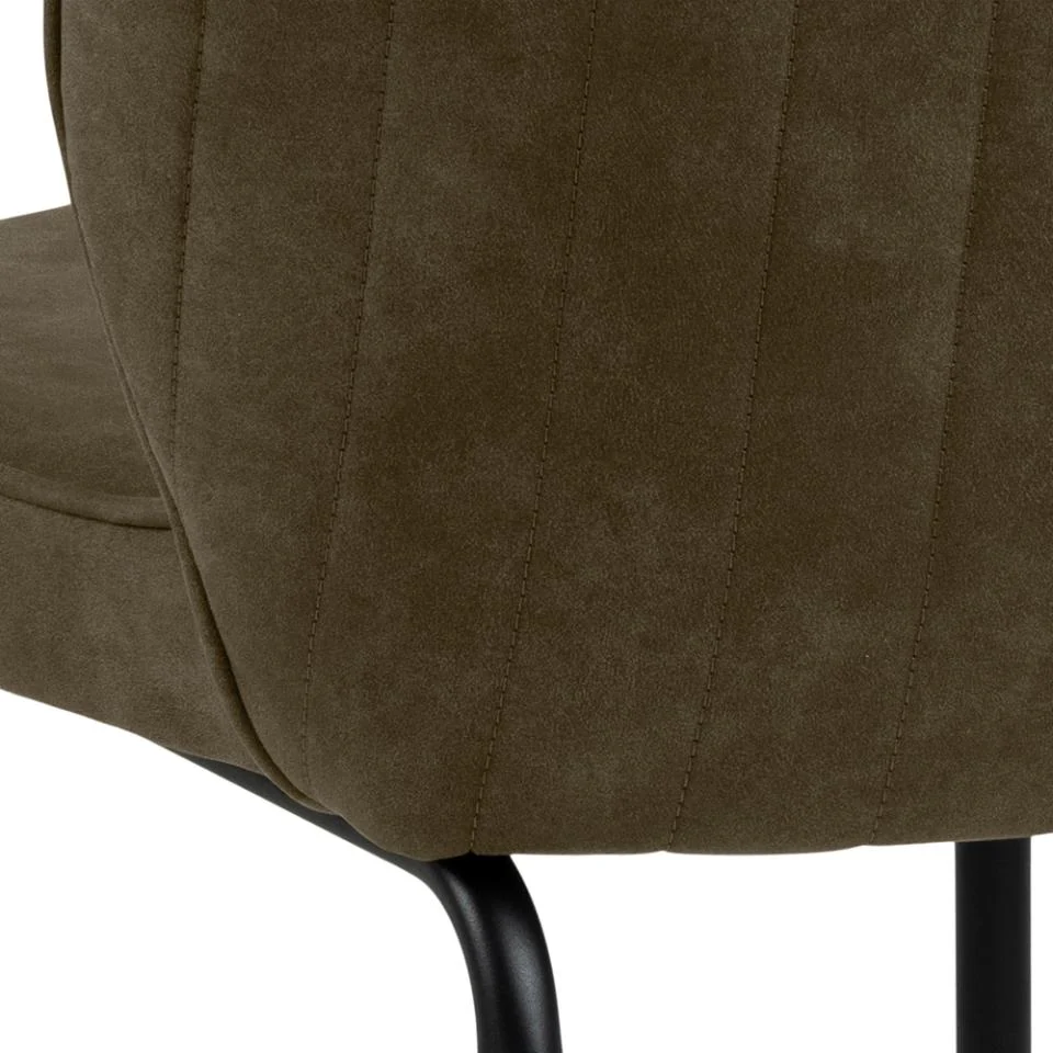 Krzesło tapicerowane Chinmoy olive green z oparciem na metalowych nóżkach velvet - Image 7