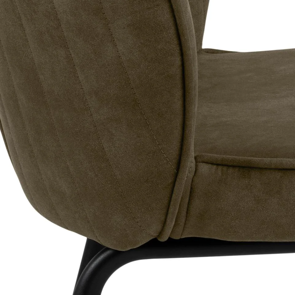 Krzesło tapicerowane Chinmoy olive green z oparciem na metalowych nóżkach velvet - Image 8