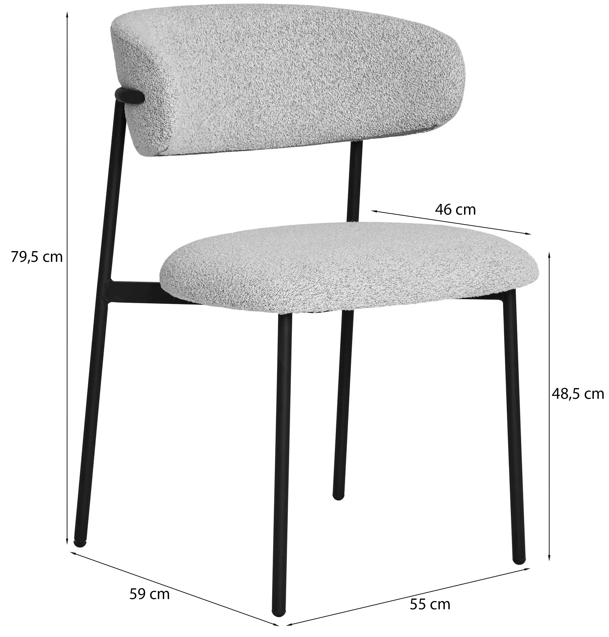 Krzesło tapicerowane Fallive w tkaninie boucle ciemnoszare - Image 7