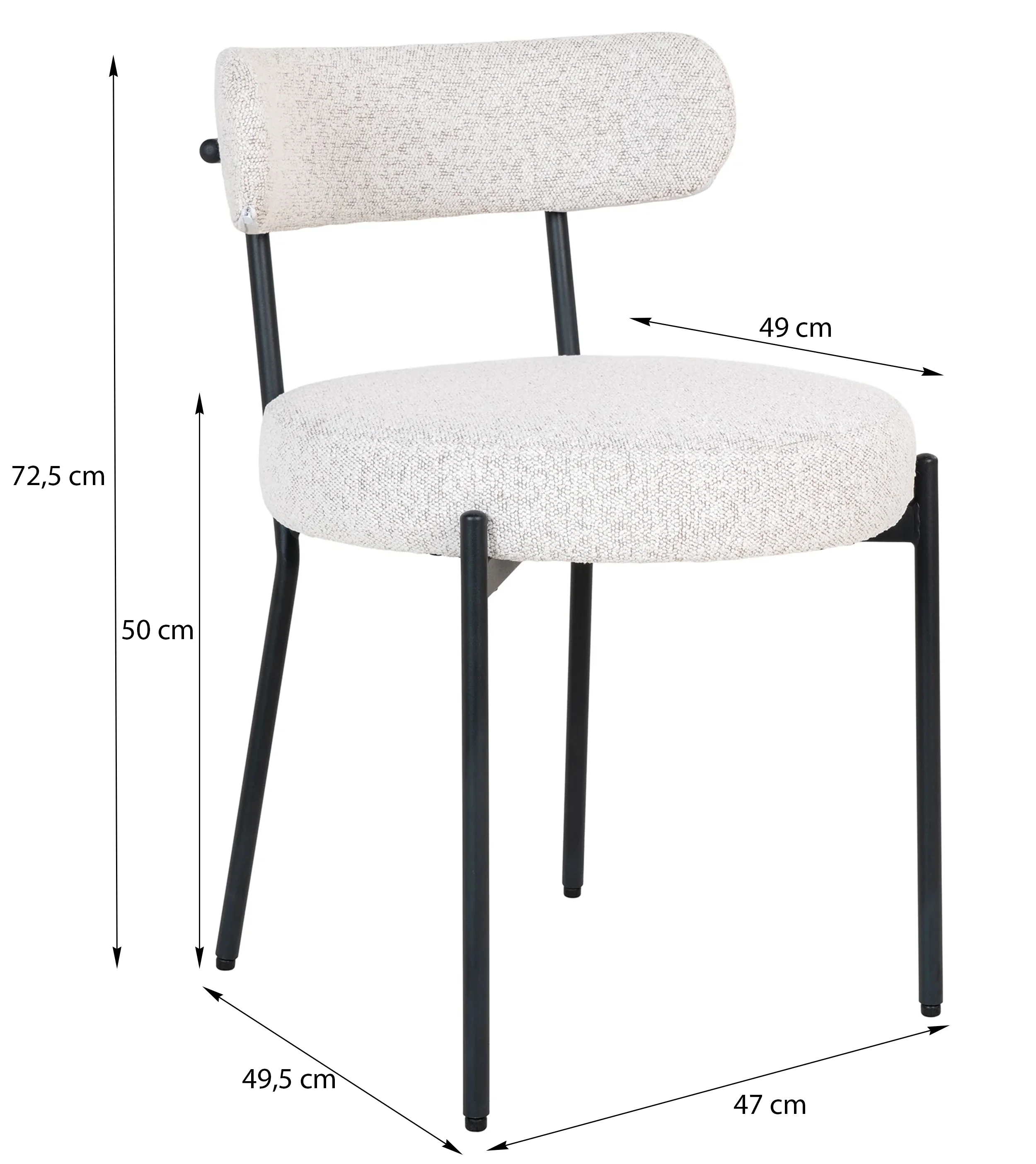Krzesło tapicerowane Holstelly w tkaninie boucle białe - Image 7