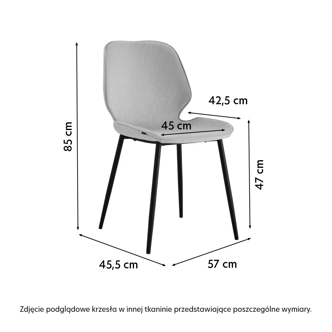 Krzesło tapicerowane Rablart czarna tkanina typu szenil łatwoczyszcząca na czarnych nóżkach - Image 6