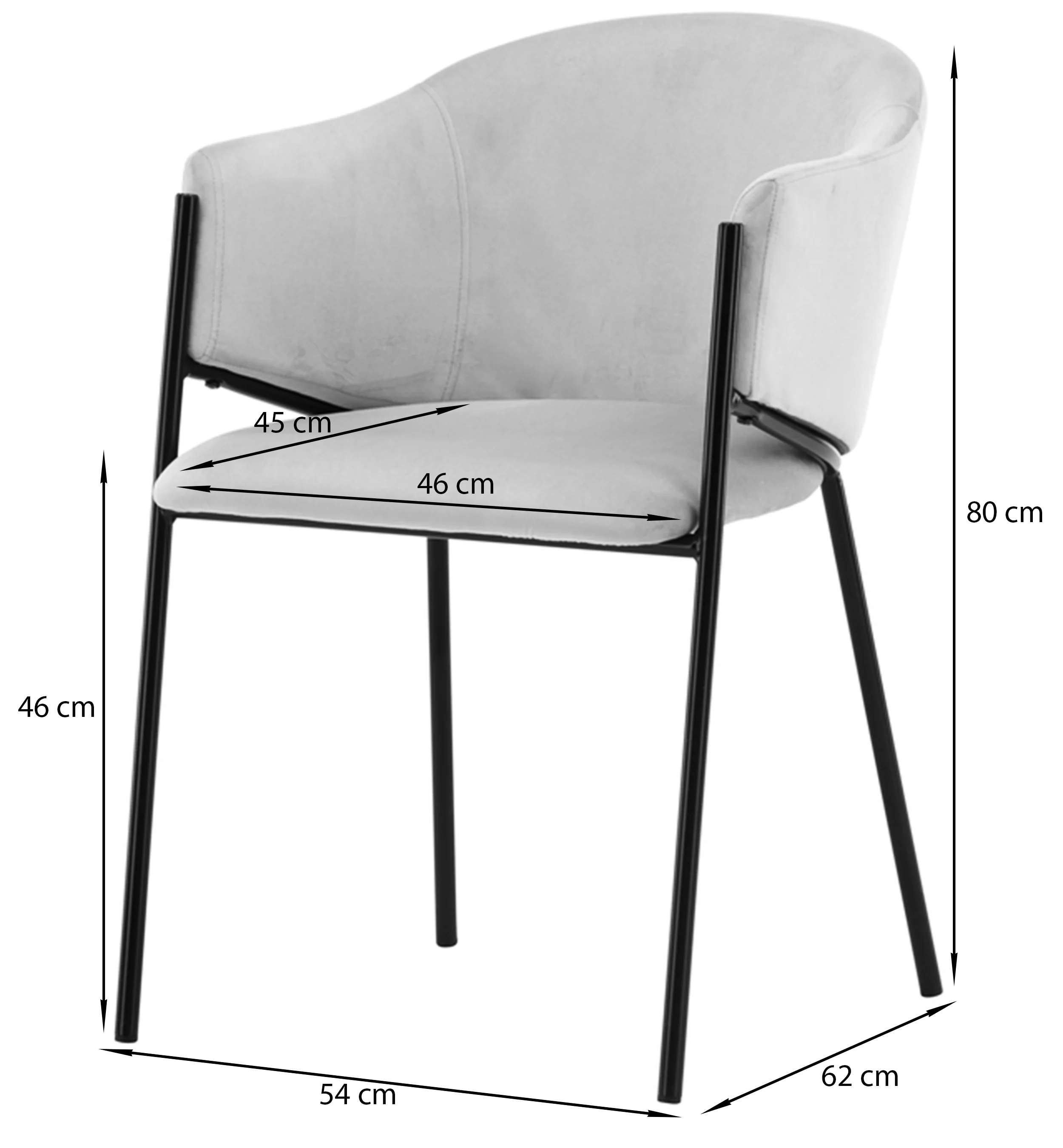Krzesło tapicerowane z podłokietnikami Evelina czarne / jasnoszare - Image 8
