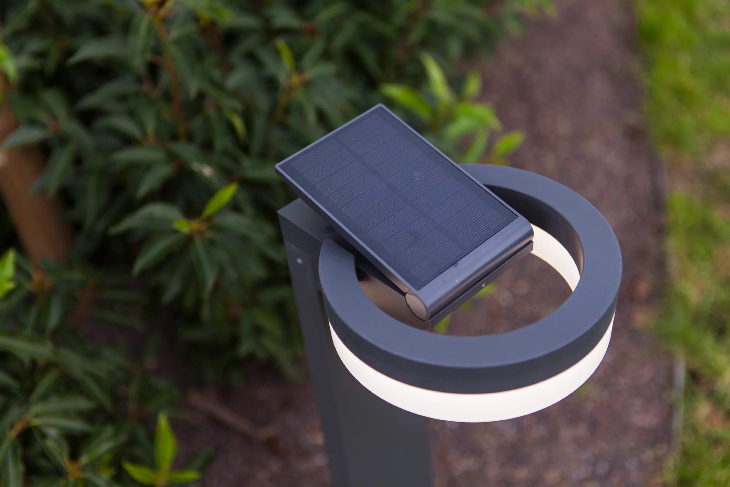 Lampa ogrodowa Runda LED solarna biało-szara - Image 4