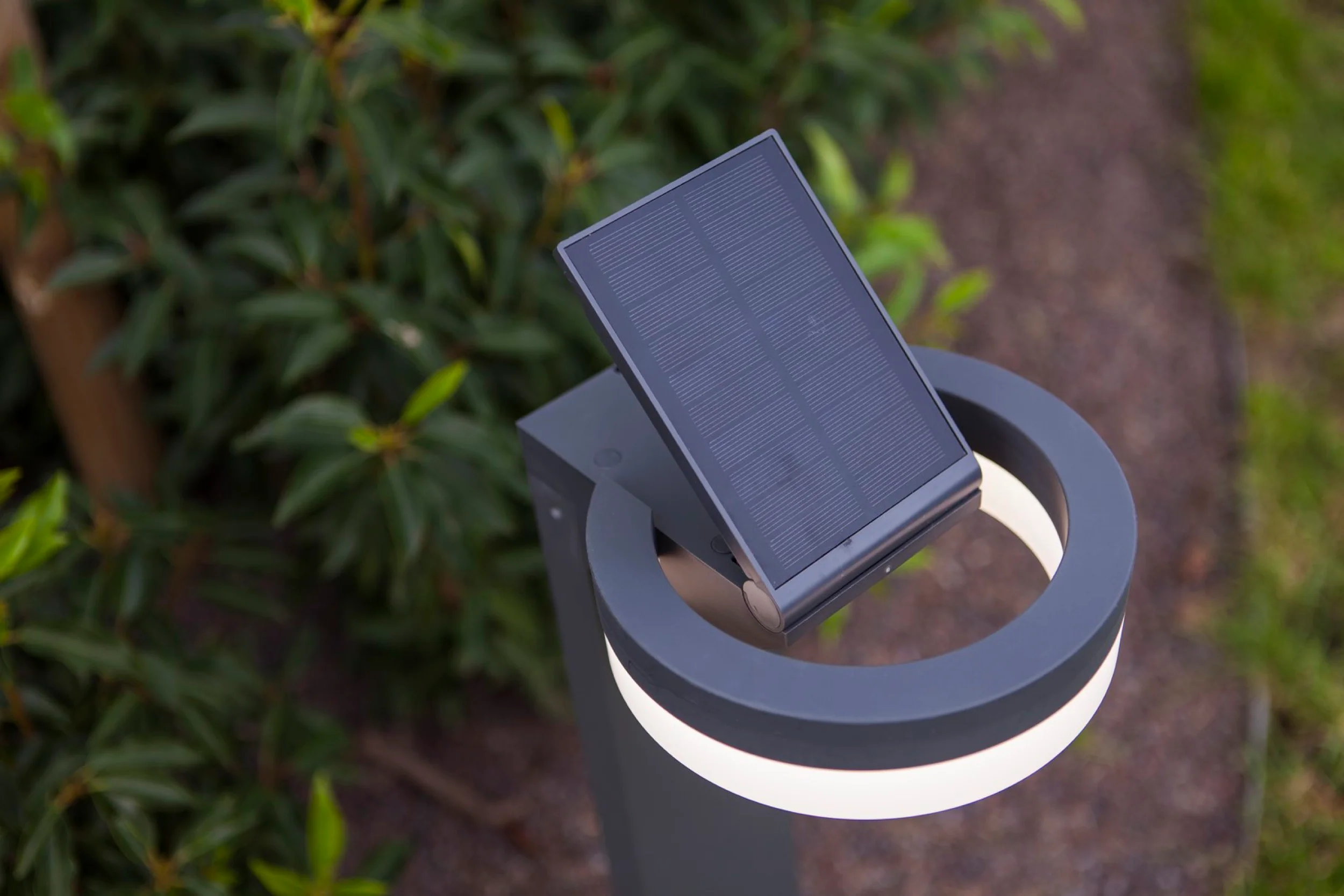 Lampa ogrodowa Runda LED solarna biało-szara - Image 5