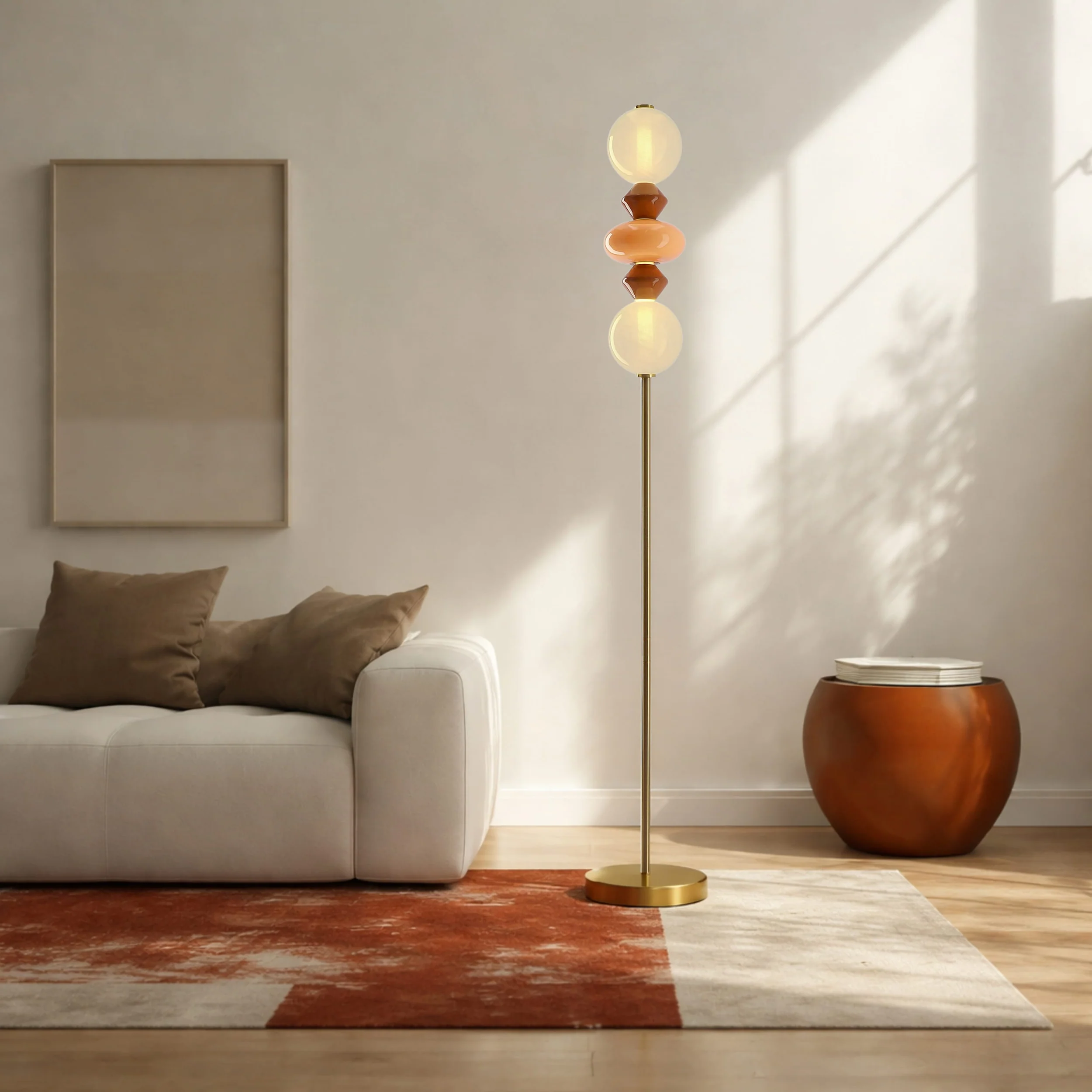 Lampa podłogowa LED Flores brązowo-pomarańczowa 3000K 15W z białym kloszem - Image 2