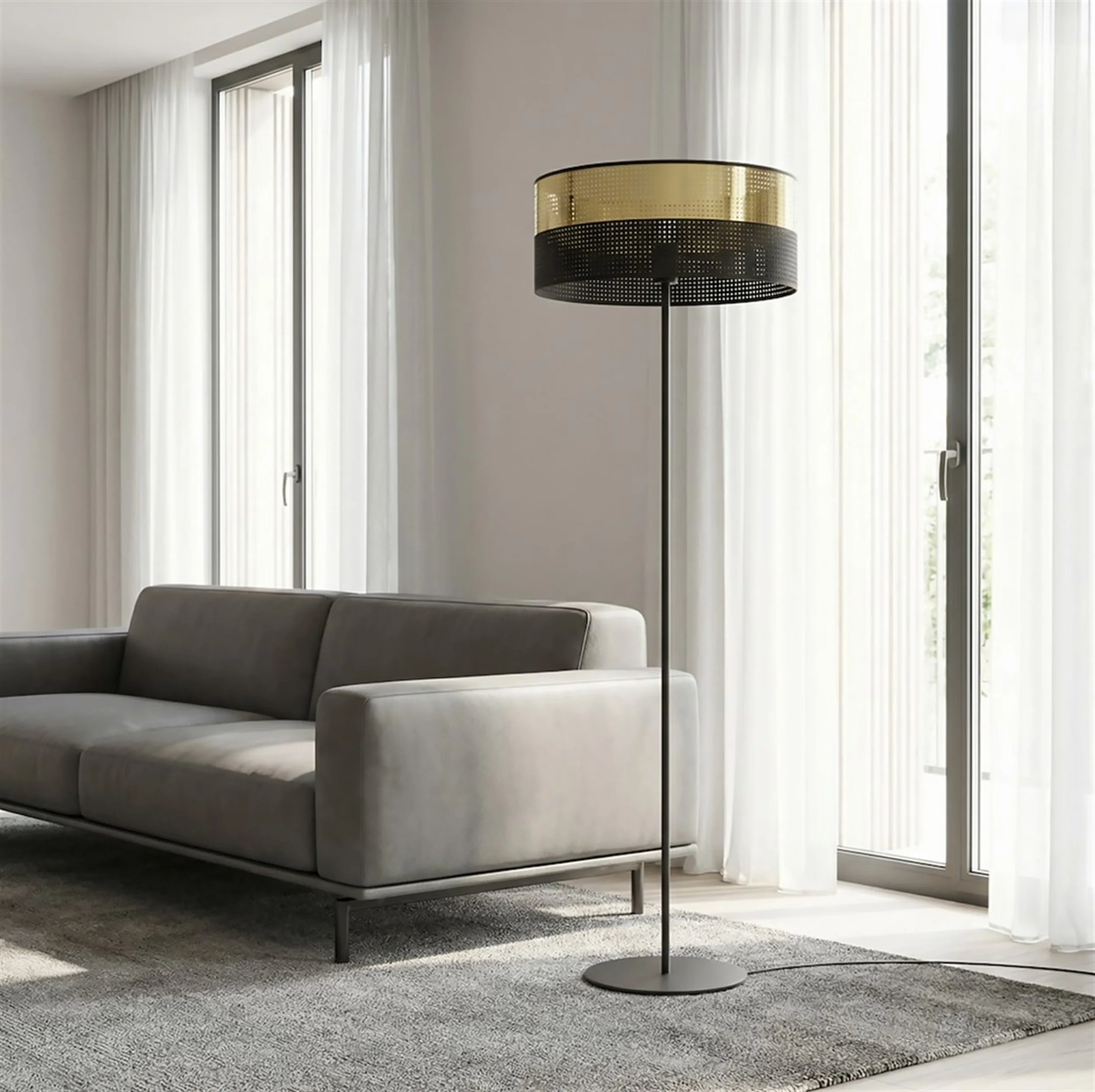 Lampa podłogowa Lux czerń/złoto - Image 2