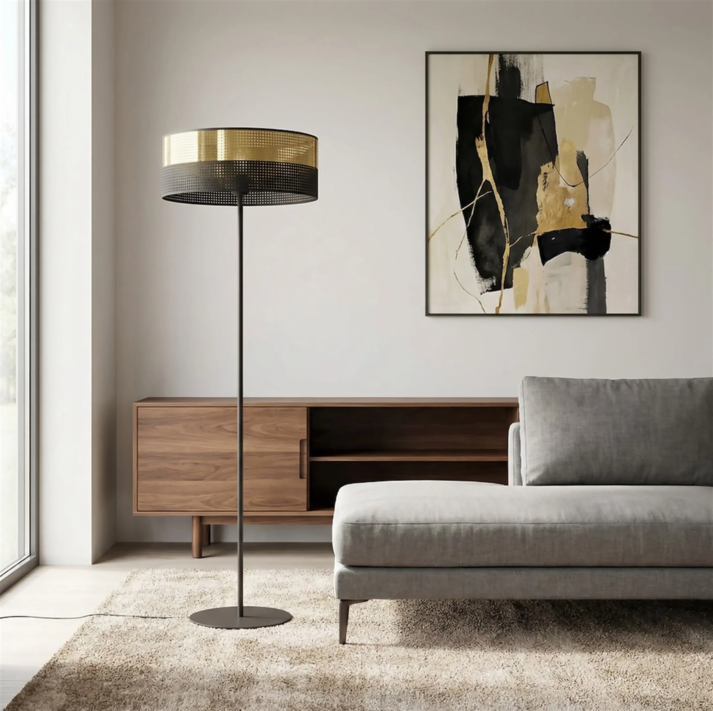 Lampa podłogowa Lux czerń/złoto - Image 4