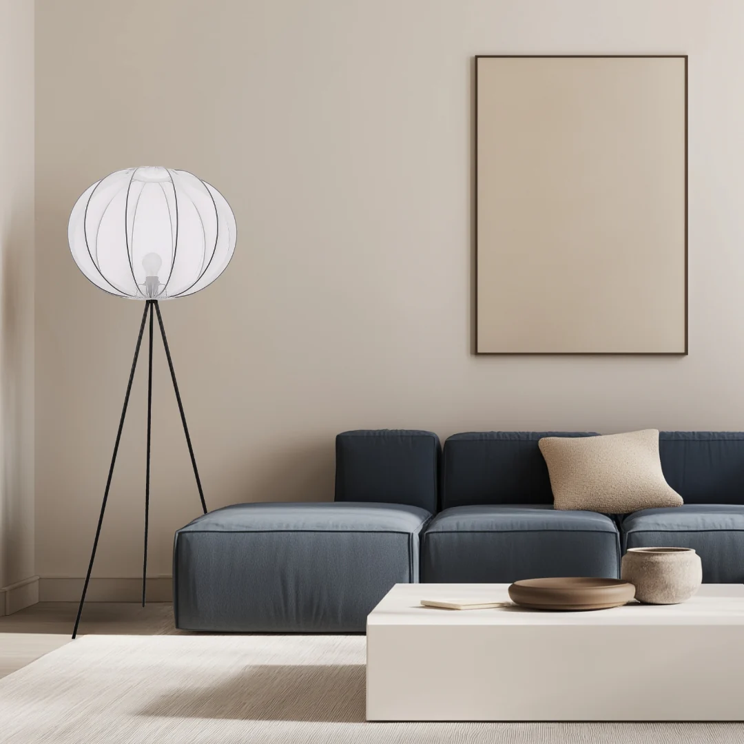 Lampa podłogowa Mellow czarna E27 40W z białym abażurem - Image 2