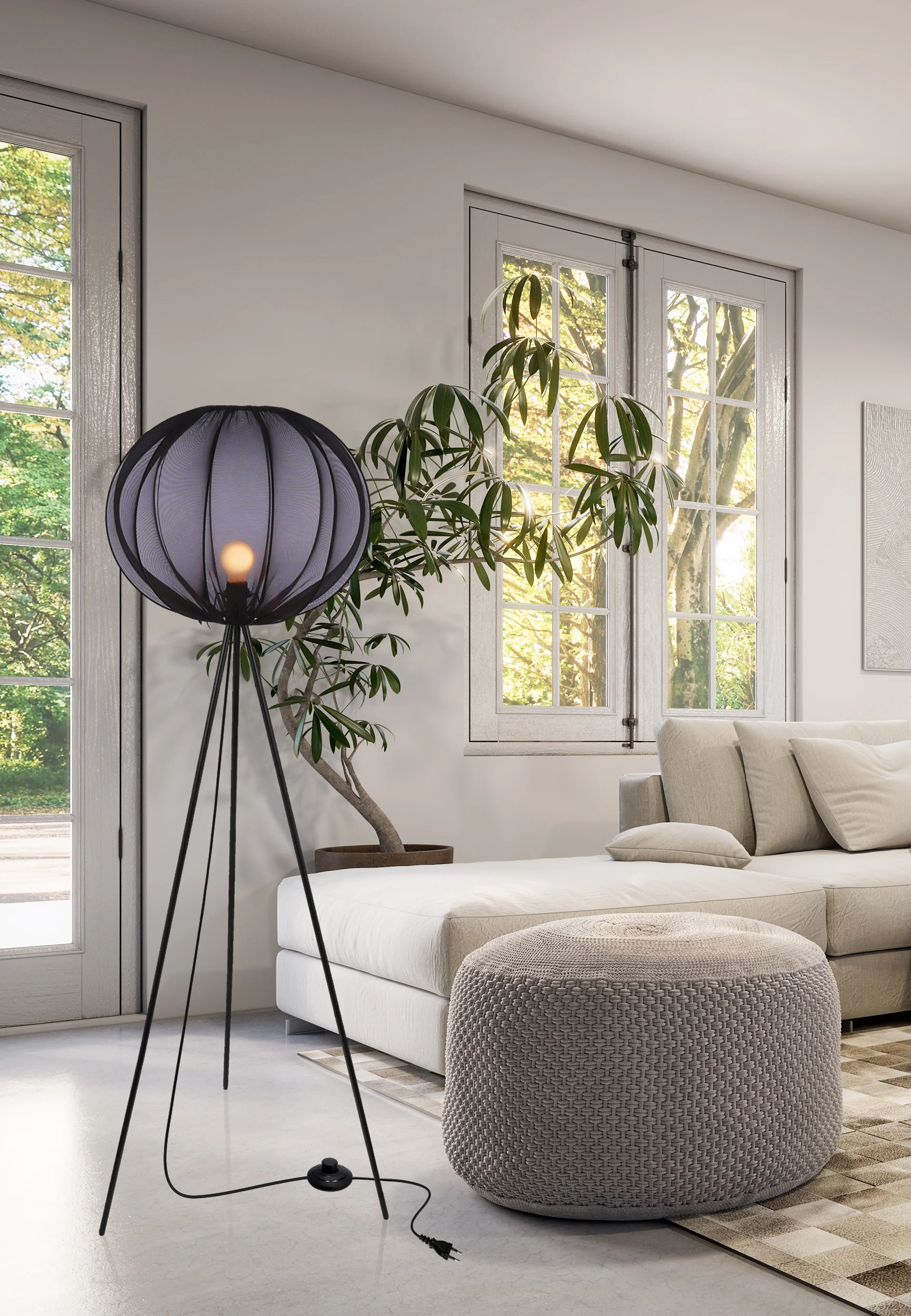 Lampa podłogowa Mellow czarna E27 40W z czarnym abażurem - Image 3