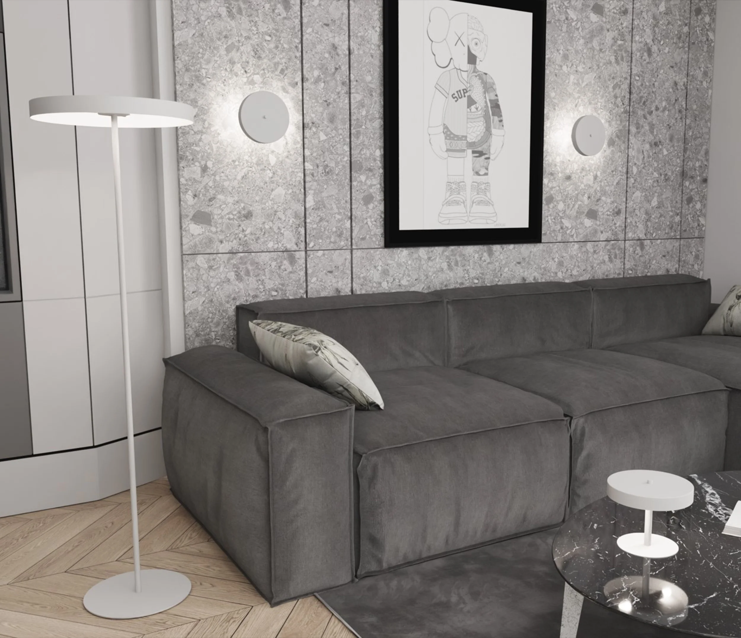 Lampa podłogowa Nemo x3 biała - Image 3