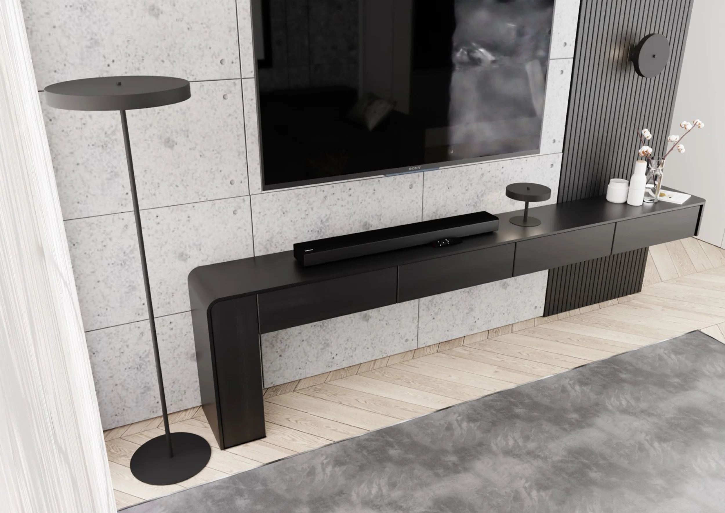 Lampa podłogowa Nemo x3 czarna - Image 3
