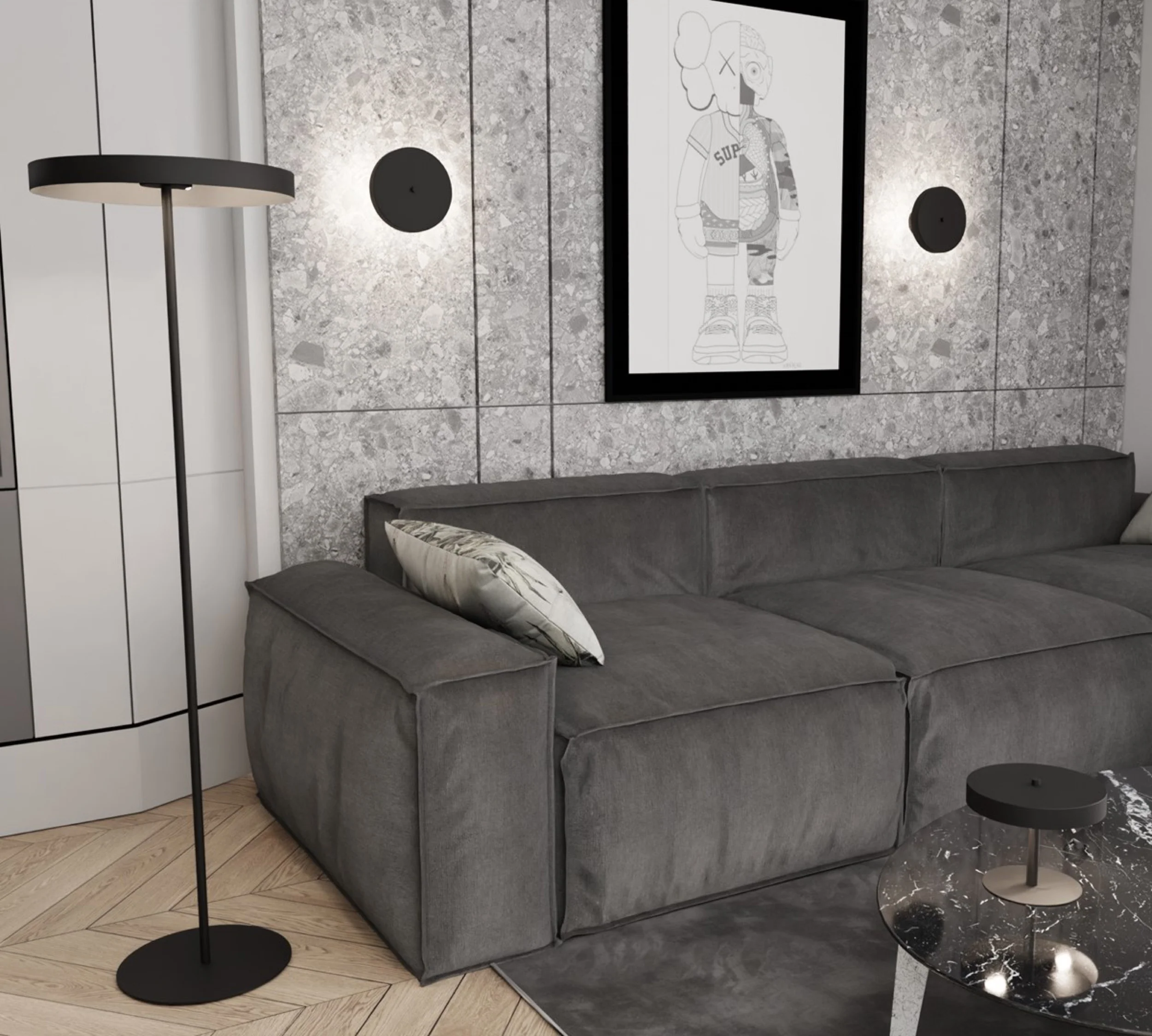 Lampa podłogowa Nemo x3 czarna - Image 4