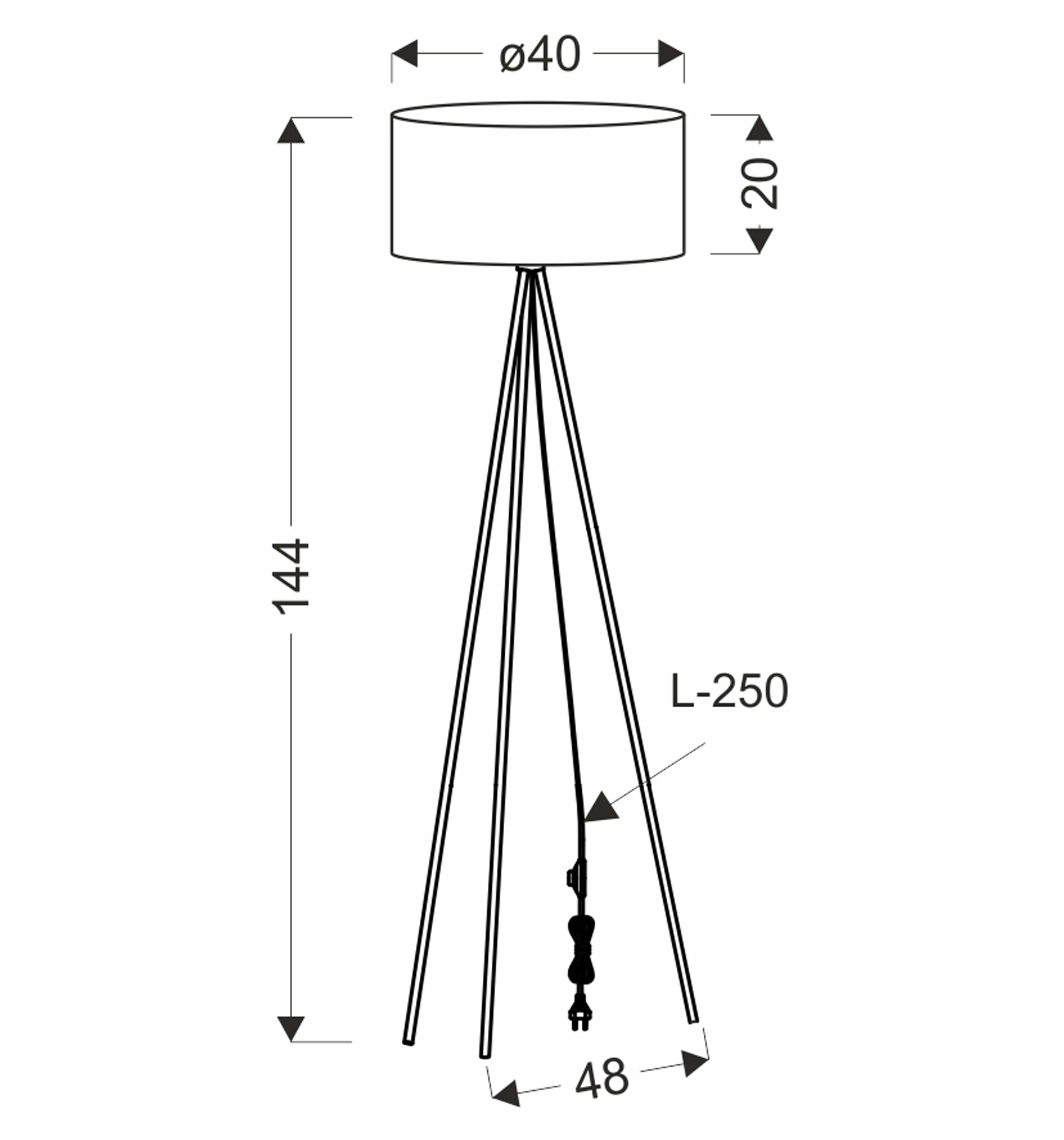 Lampa podłogowa Shanti czarna E27 40W z beżowym abażurem - Image 3