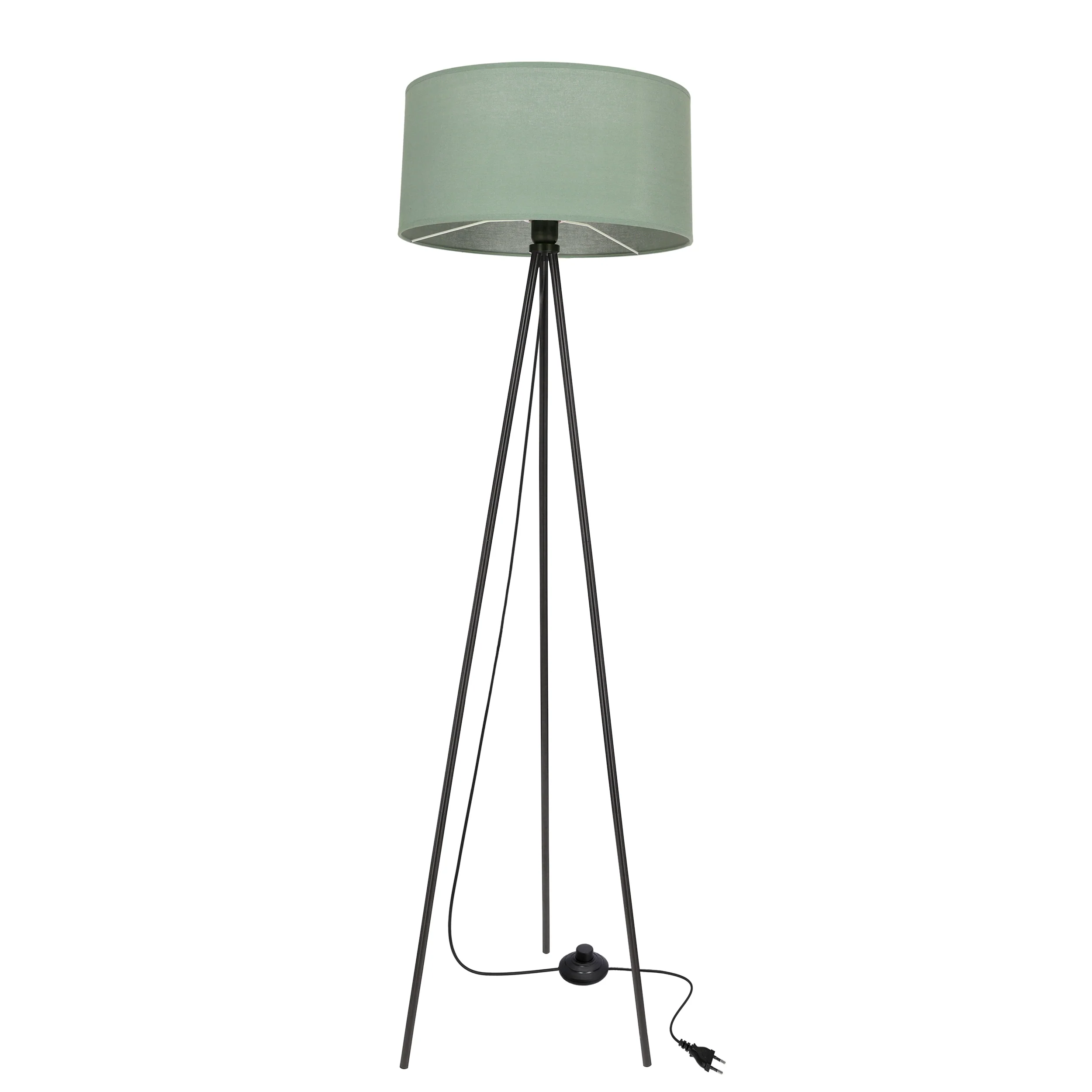 Lampa podłogowa Shanti czarna E27 40W z miętowym abażurem