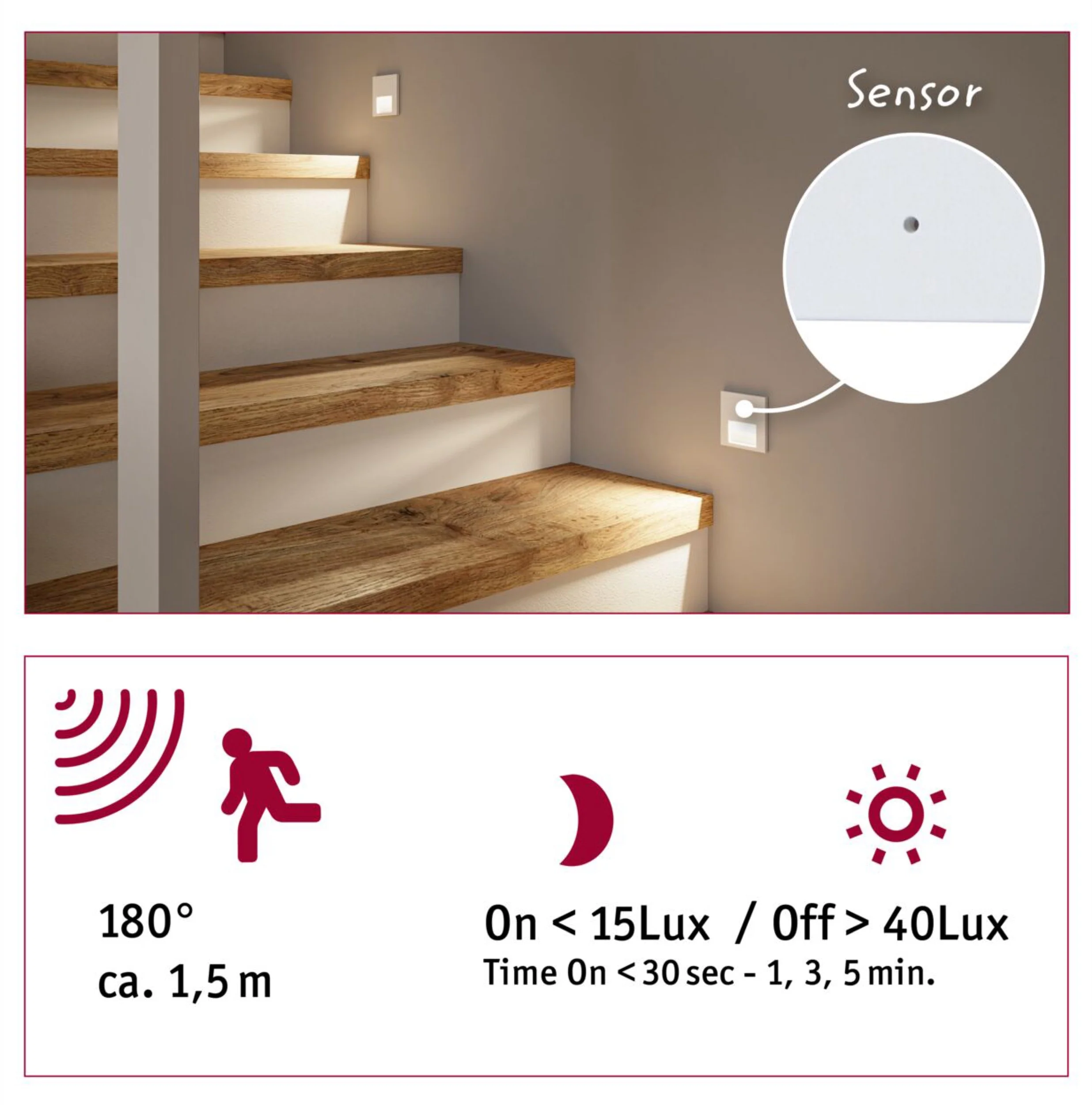 Lampa przyschodowa Tsaro LED z czujnikiem ruchu i zmierzchu biały mat - Image 5
