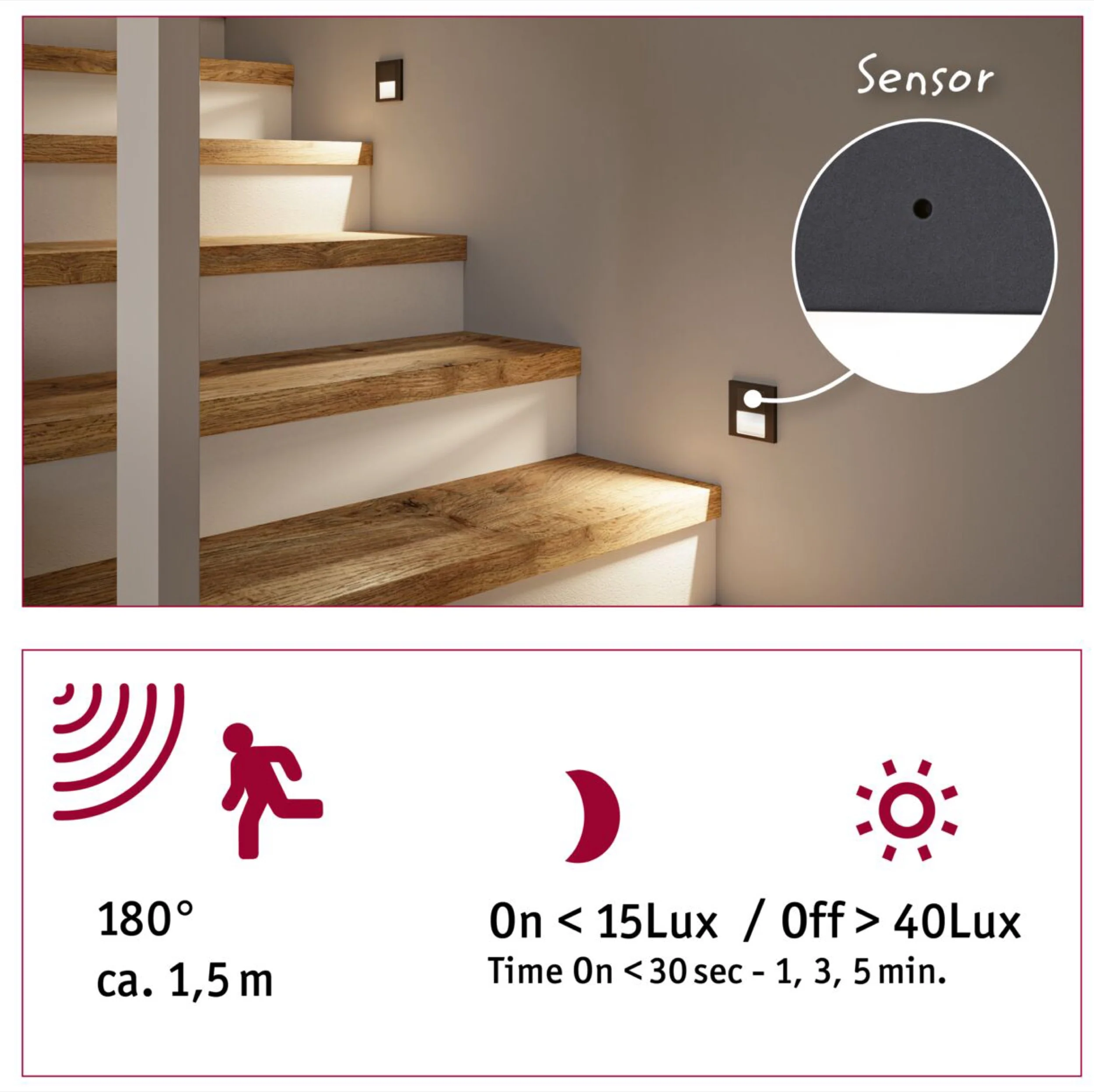 Lampa przyschodowa Tsaro LED z czujnikiem ruchu i zmierzchu czarny mat - Image 5