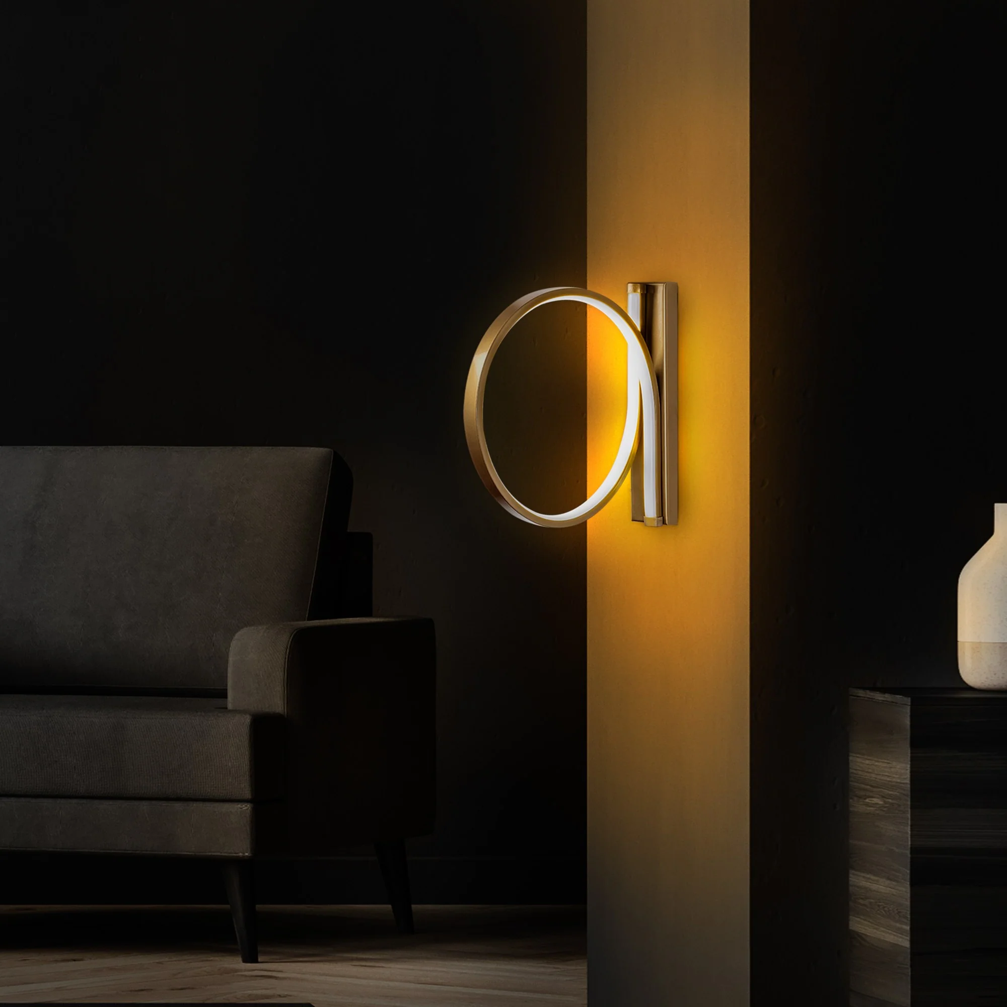 Lampa ścienna Soyally średnica 30 cm złota - Image 4