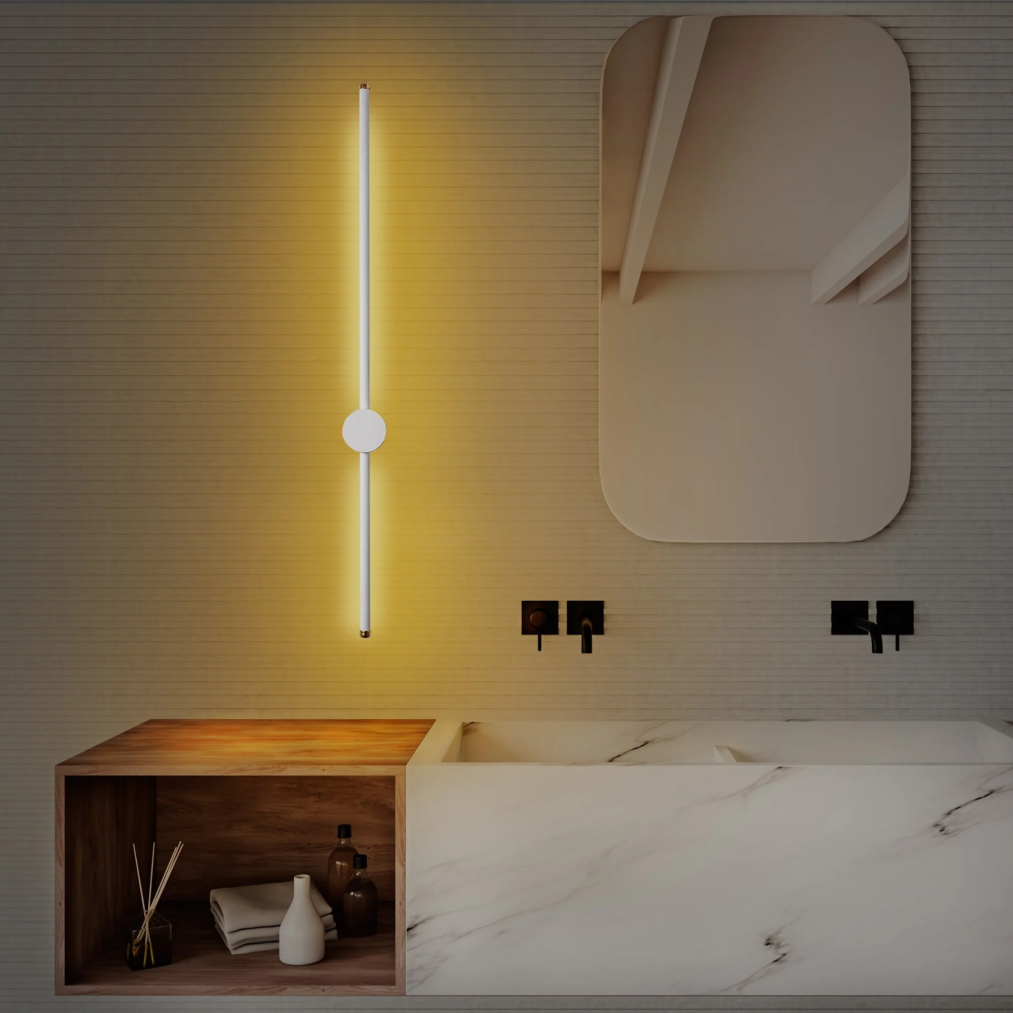 Lampa ścienna Walriefle 91 cm biała - Image 3