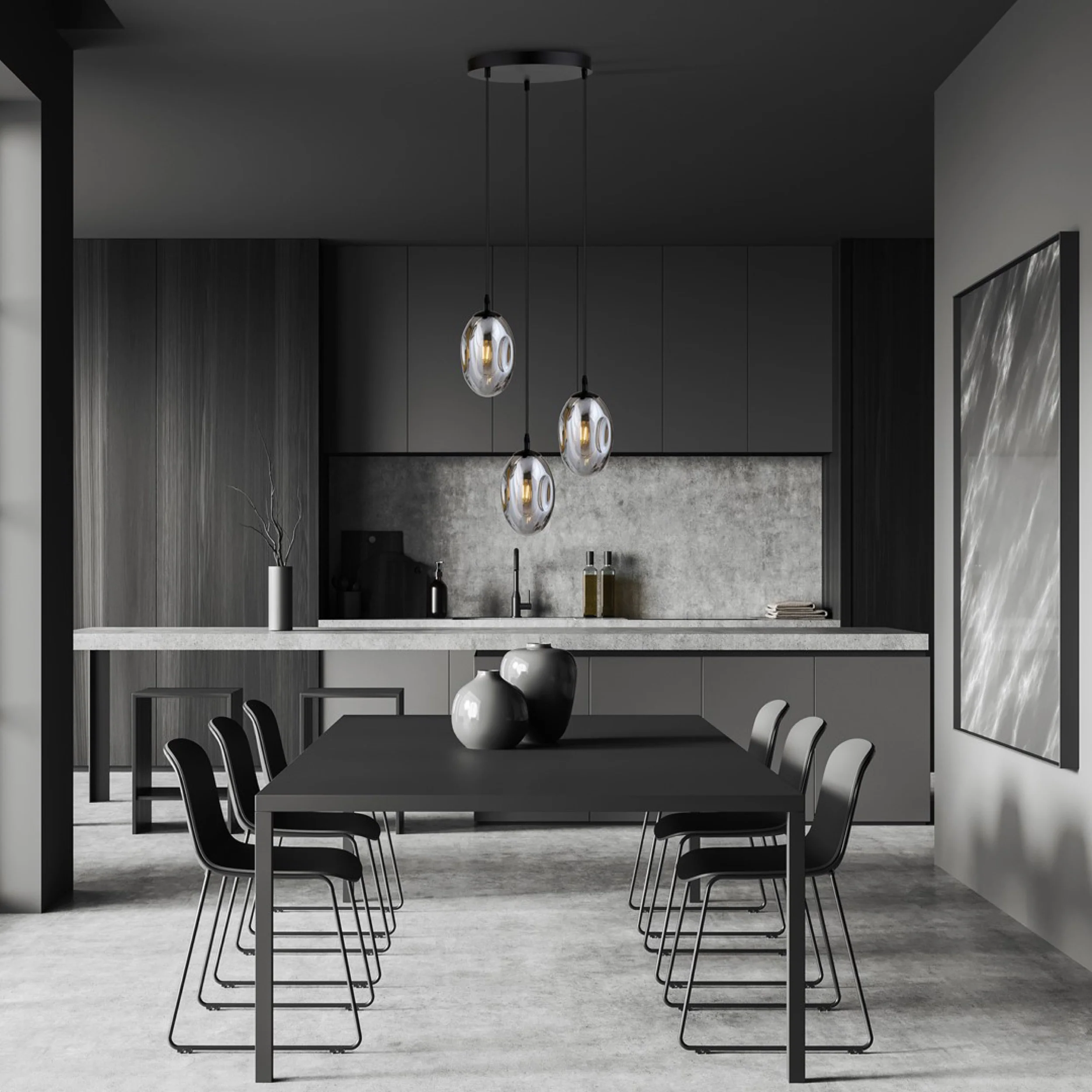Lampa sufitowa Astral II x3 czarno-szara - Image 2