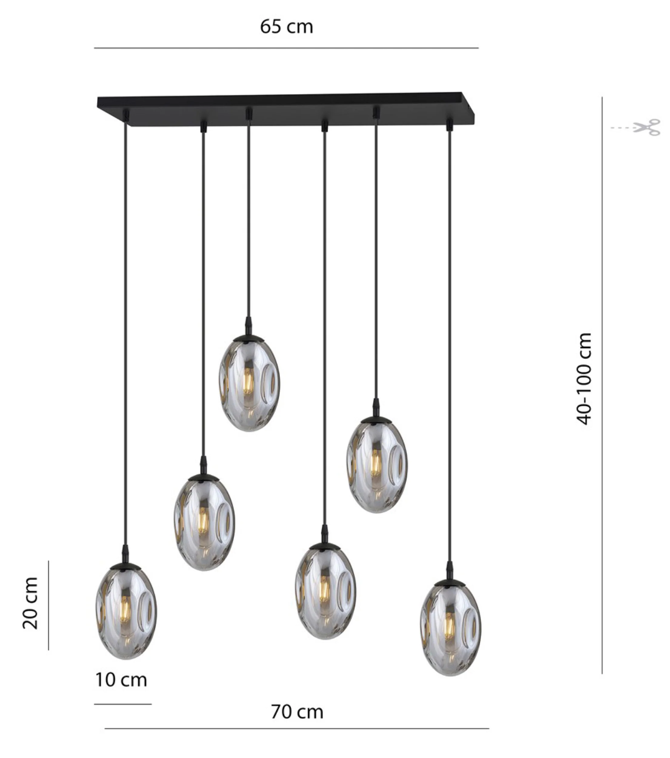 Lampa sufitowa Astral x6 czarno-szara - Image 5