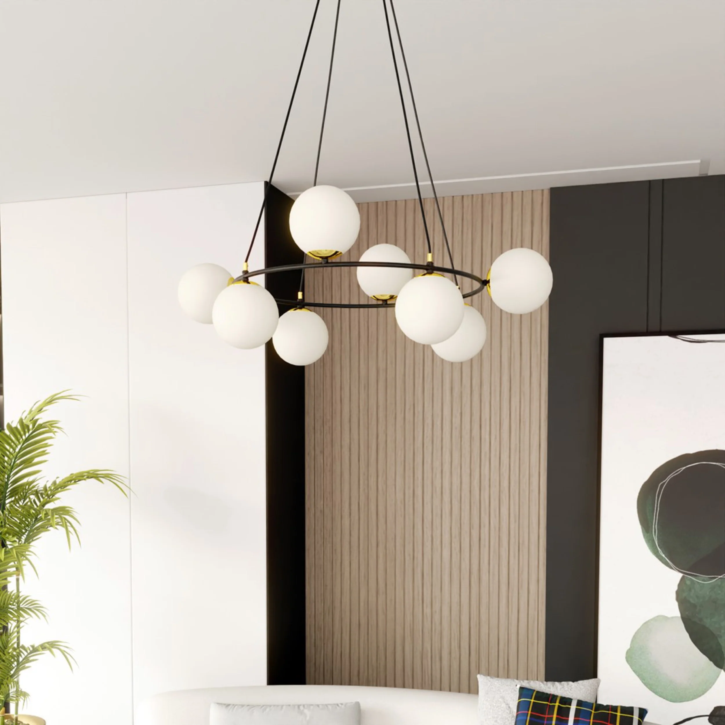 Lampa sufitowa Azura x8 czarno-biała - Image 3