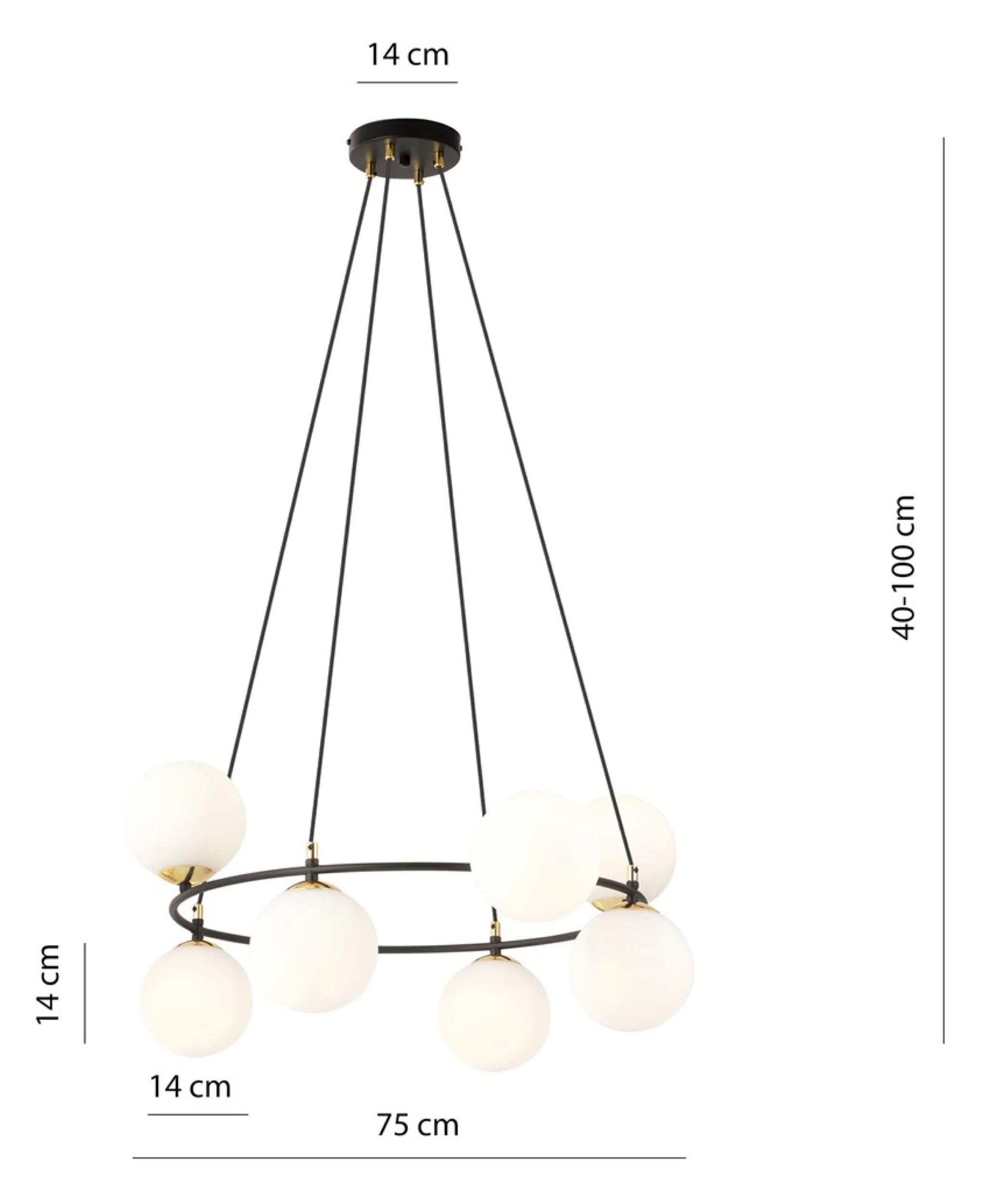 Lampa sufitowa Azura x8 czarno-biała - Image 7
